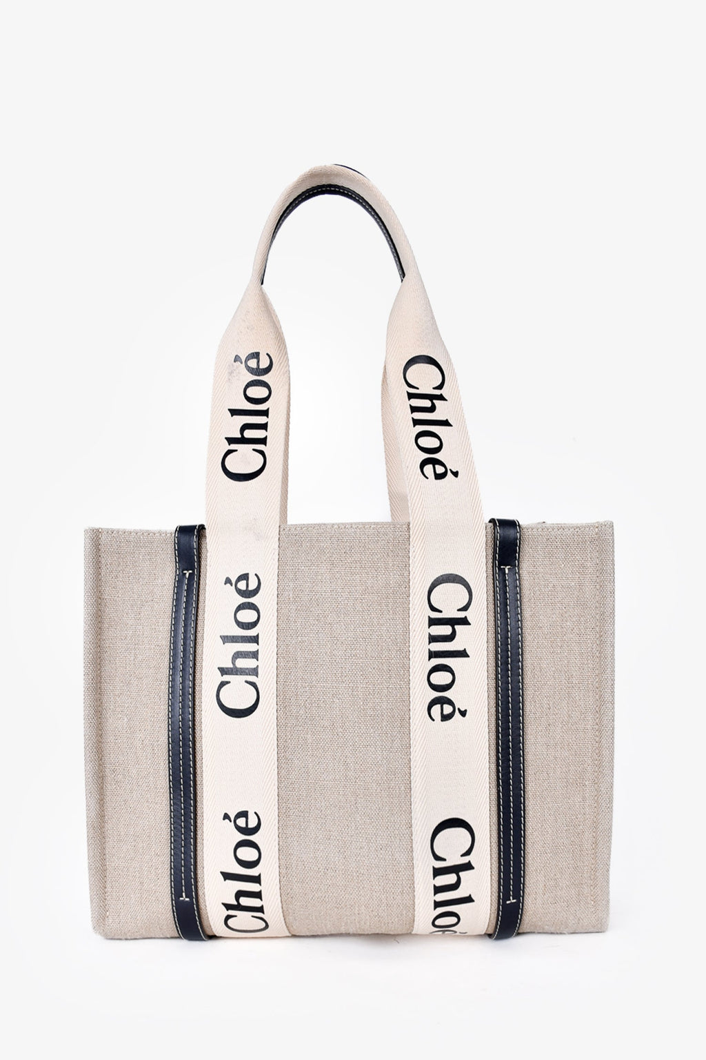 Chloe Beige Linen 'Woody' Tote Bag