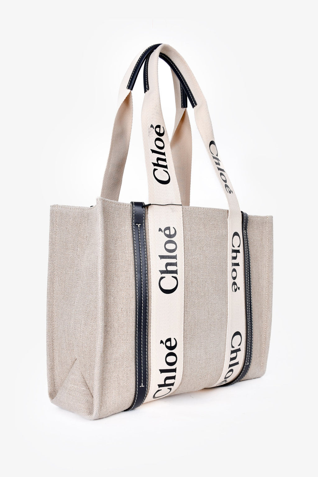 Chloe Beige Linen 'Woody' Tote Bag