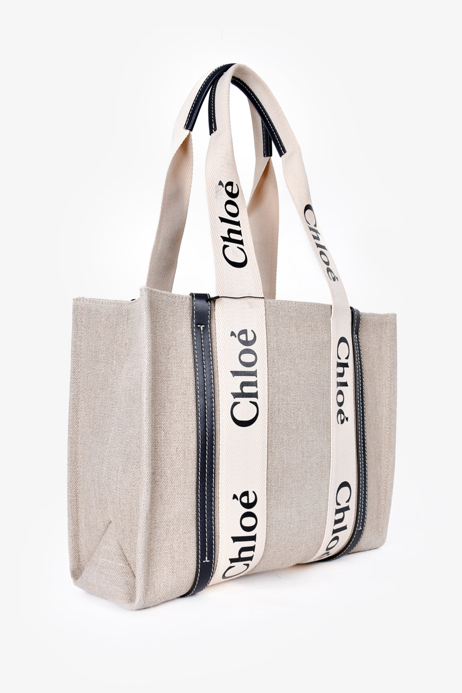 Chloe Beige Linen 'Woody' Tote Bag