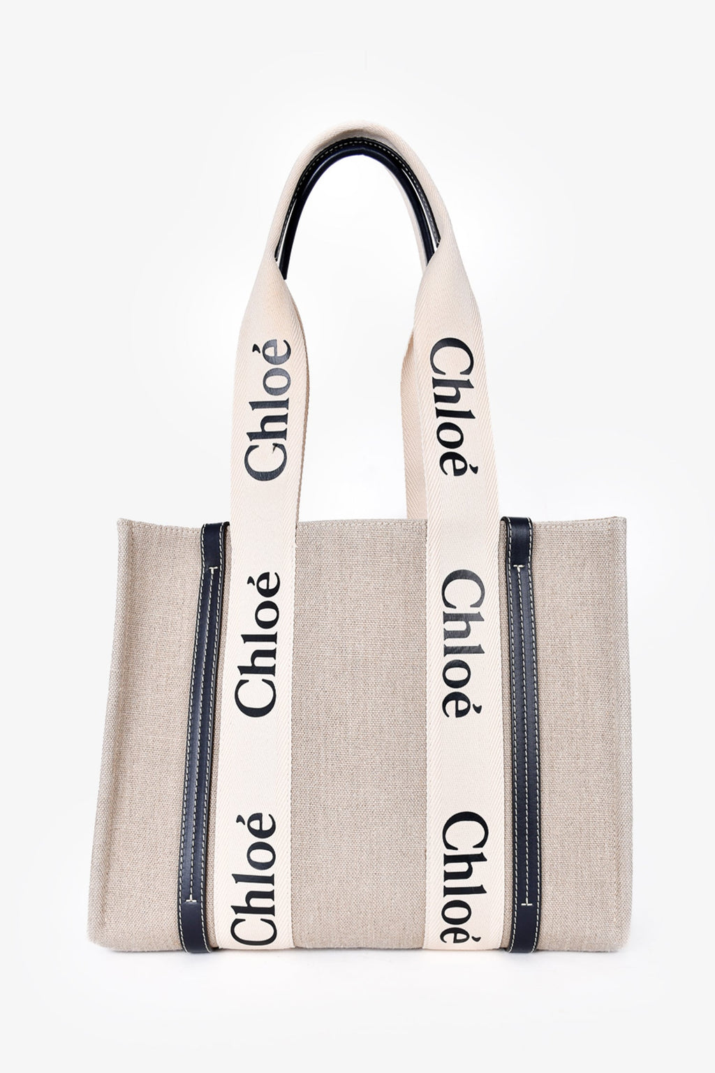 Chloe Beige Linen 'Woody' Tote Bag