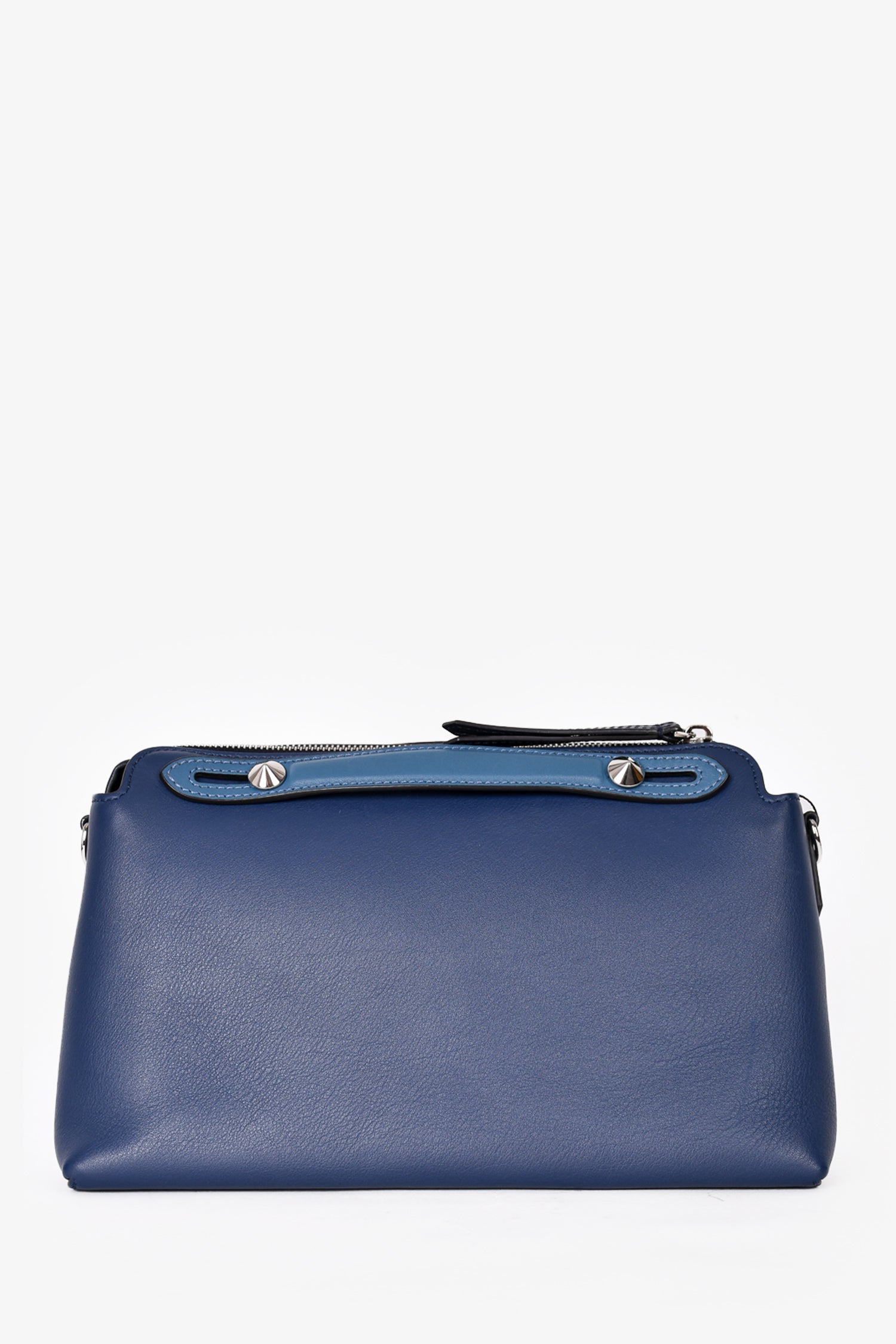 Fendi Navy Leather Medium By The Way Top Handle With Strap
