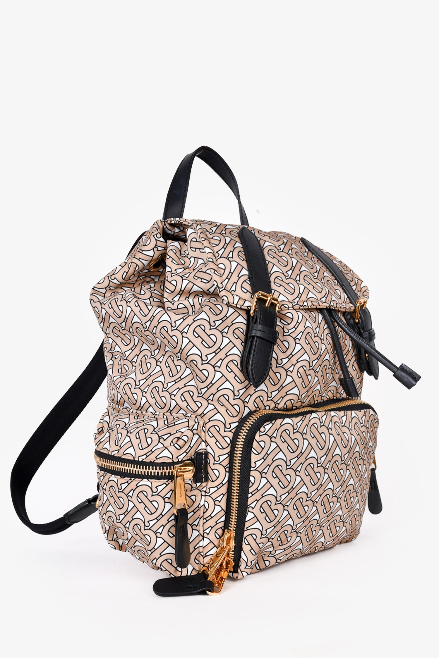 Burberry Beige Leather TB Monogram Backpack