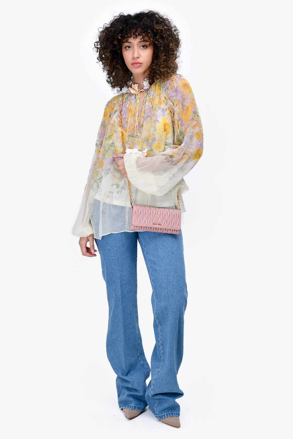 Miu Miu Pink Matelassé Leather Wallet on Chain