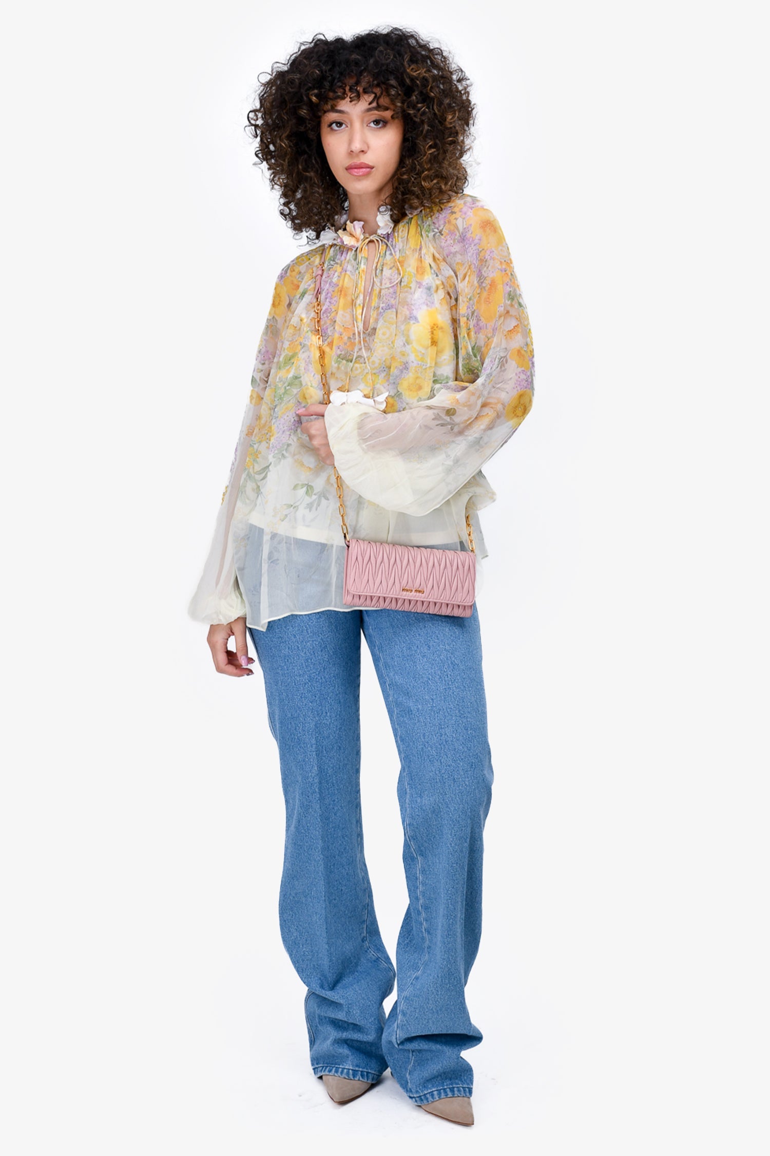 Miu Miu Pink Matelassé Leather Wallet on Chain