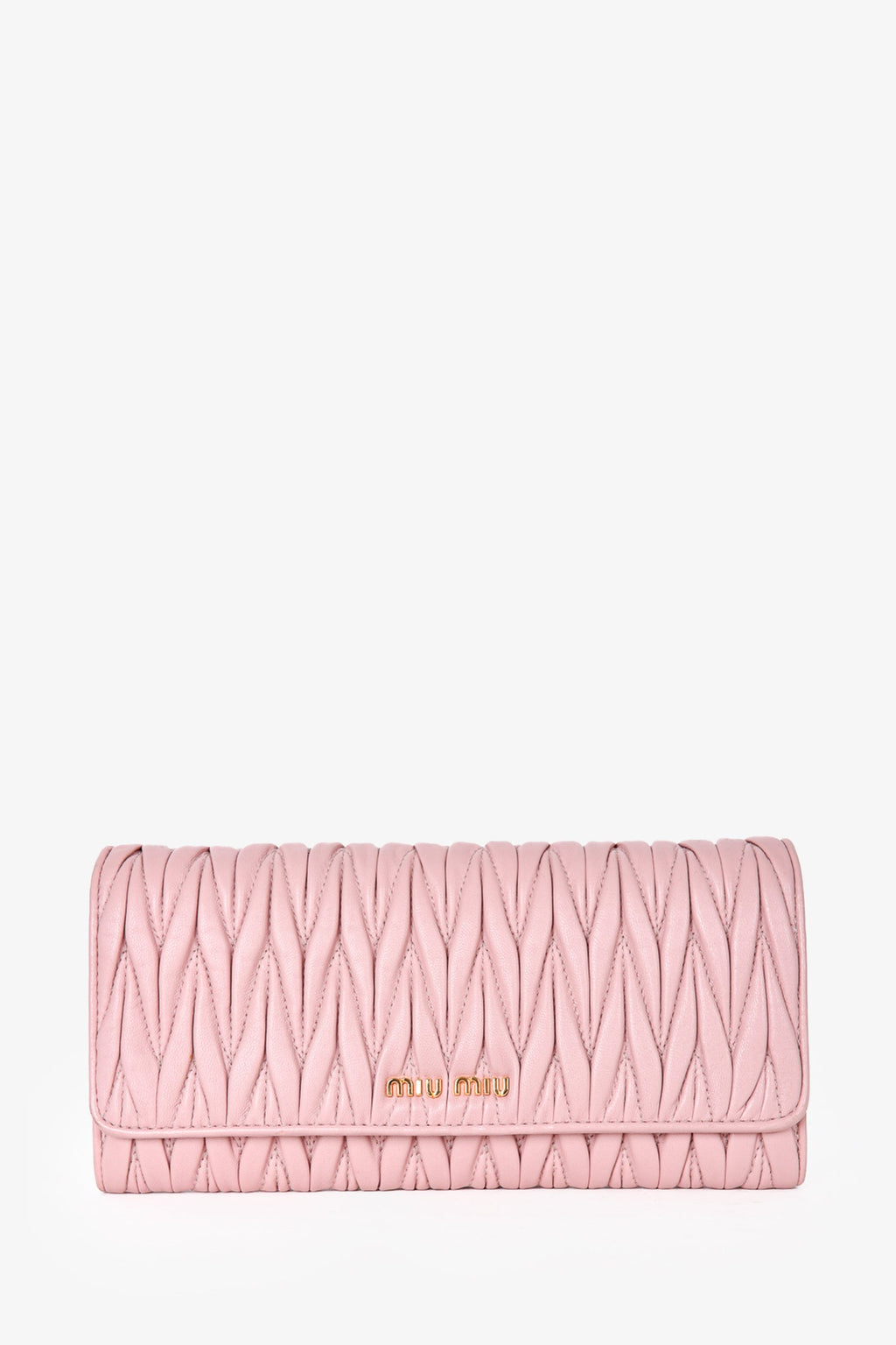 Miu Miu Pink Matelassé Leather Wallet on Chain