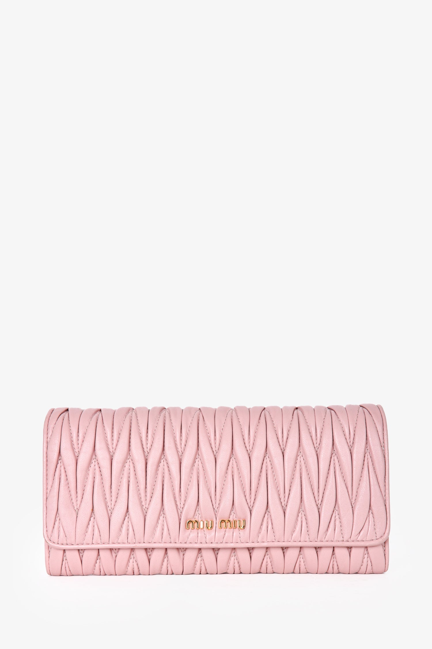 Miu Miu Pink Matelassé Leather Wallet on Chain