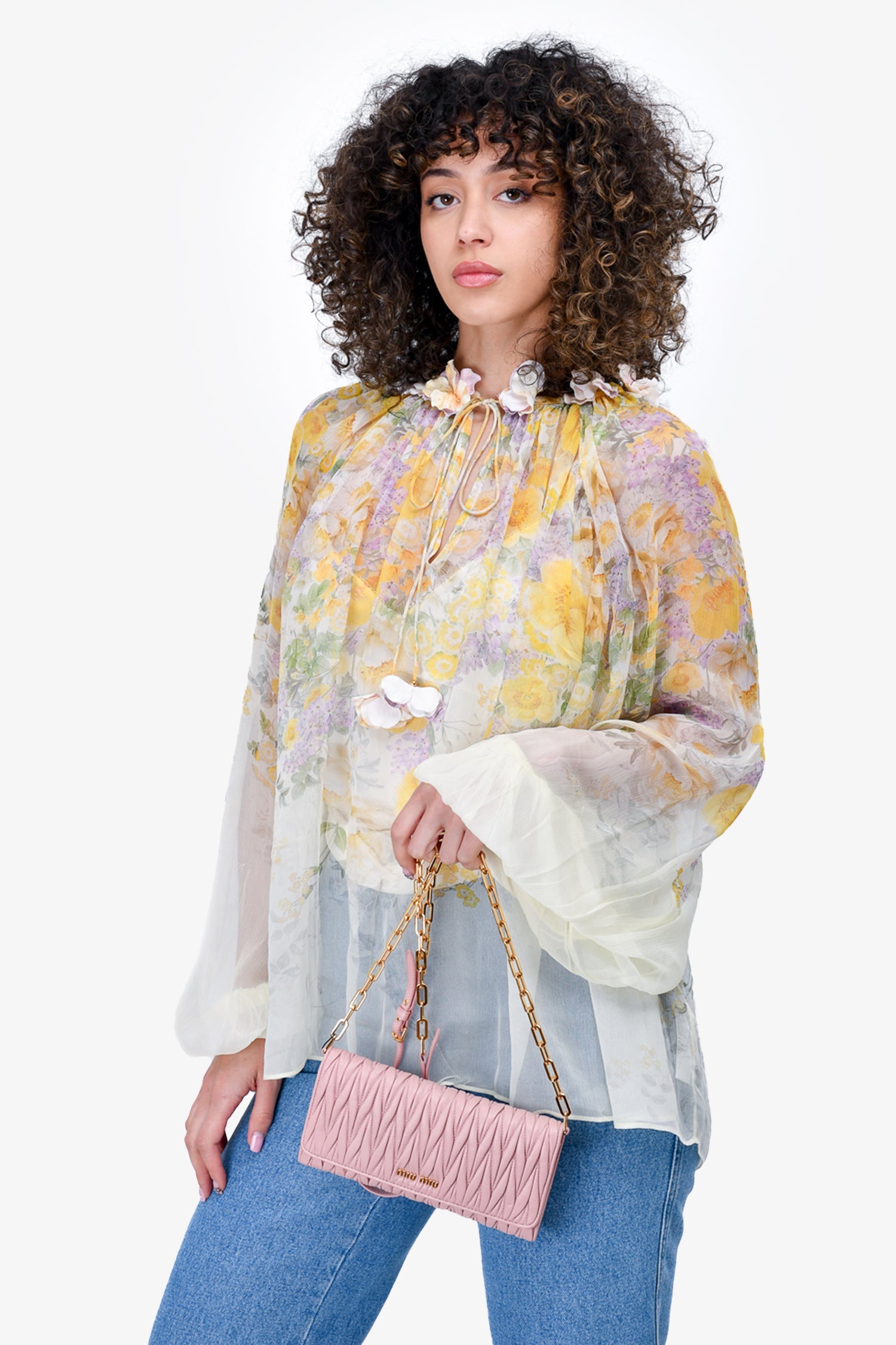 Miu Miu Pink Matelassé Leather Wallet on Chain