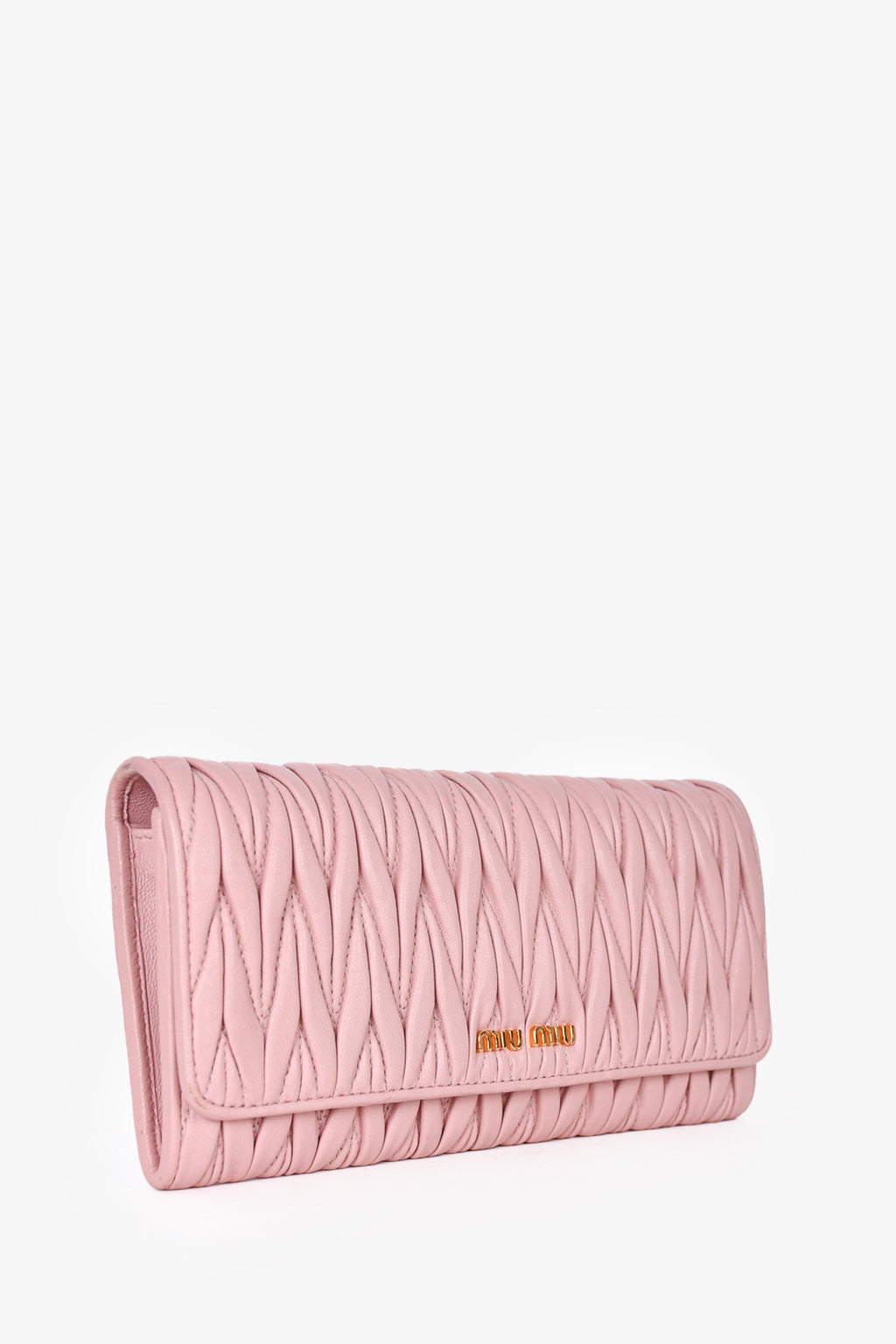 Miu Miu Pink Matelassé Leather Wallet on Chain