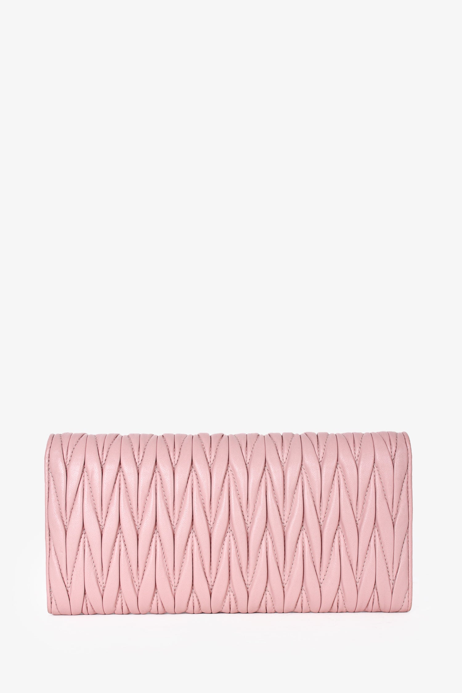 Miu Miu Pink Matelassé Leather Wallet on Chain