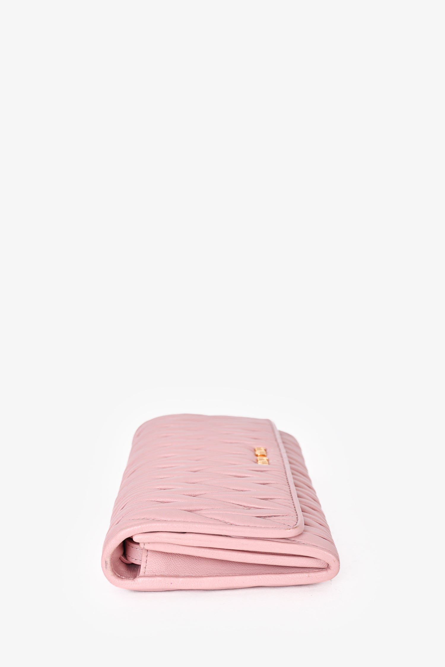 Miu Miu Pink Matelassé Leather Wallet on Chain