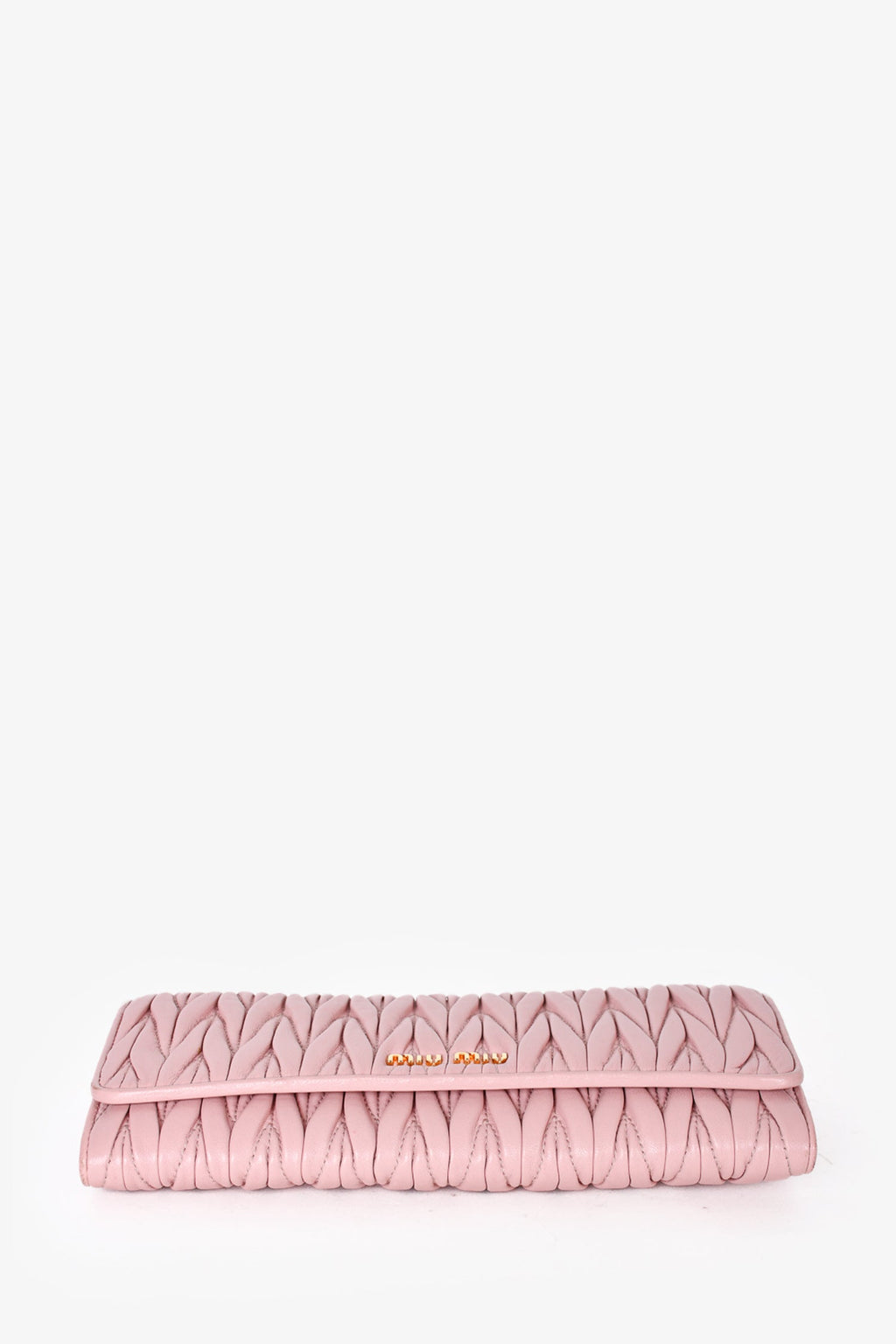 Miu Miu Pink Matelassé Leather Wallet on Chain