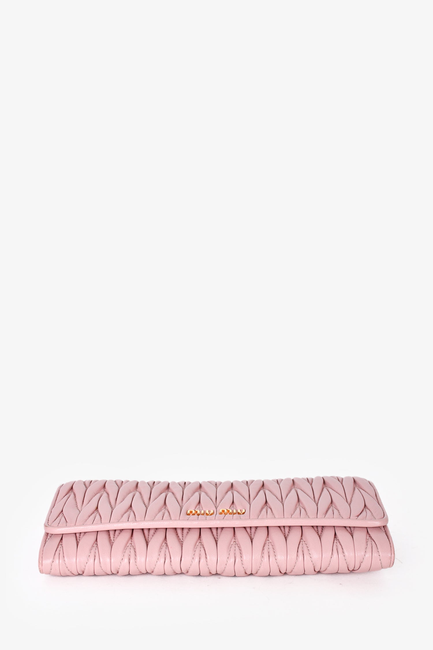 Miu Miu Pink Matelassé Leather Wallet on Chain