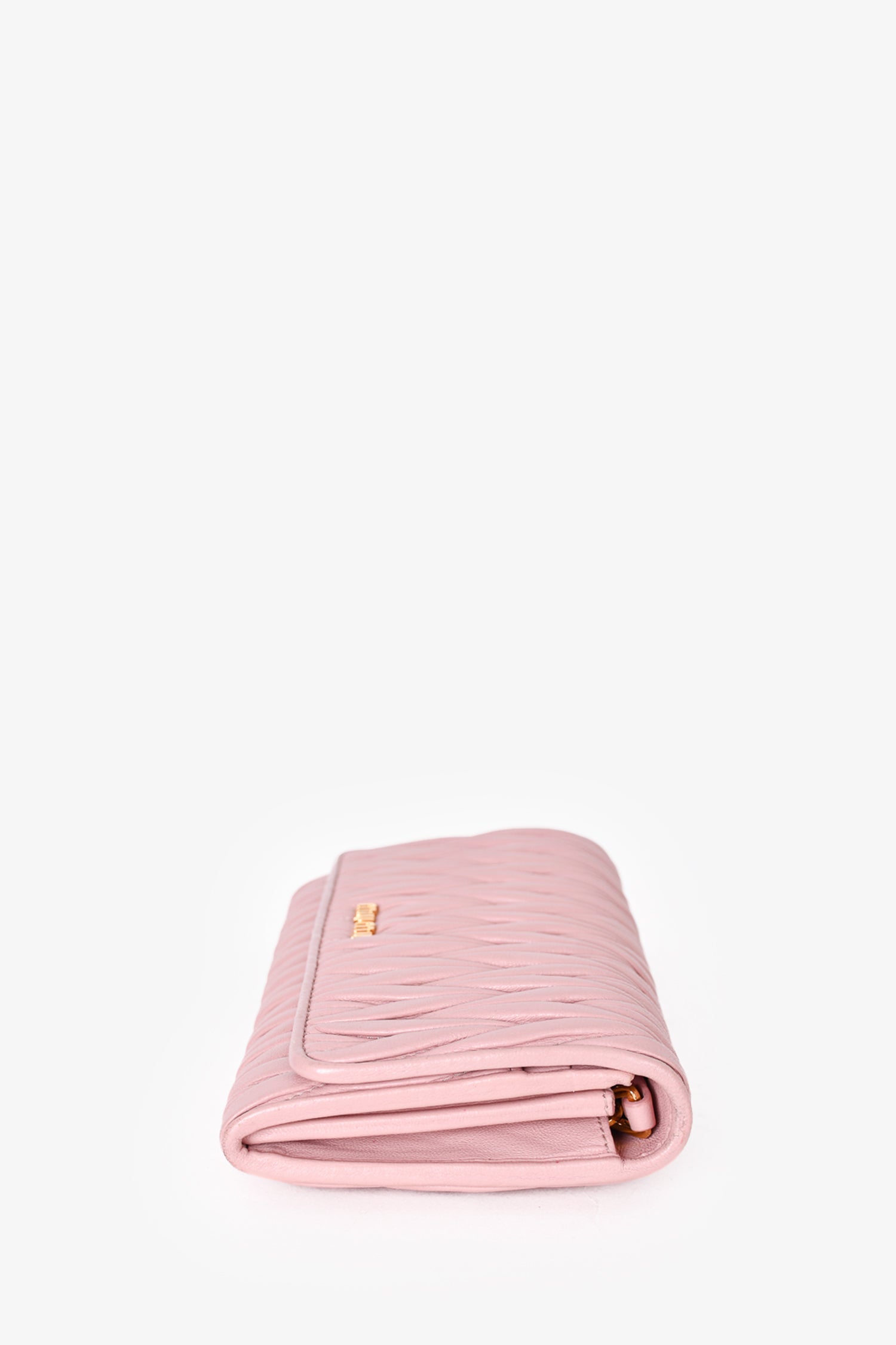 Miu Miu Pink Matelassé Leather Wallet on Chain