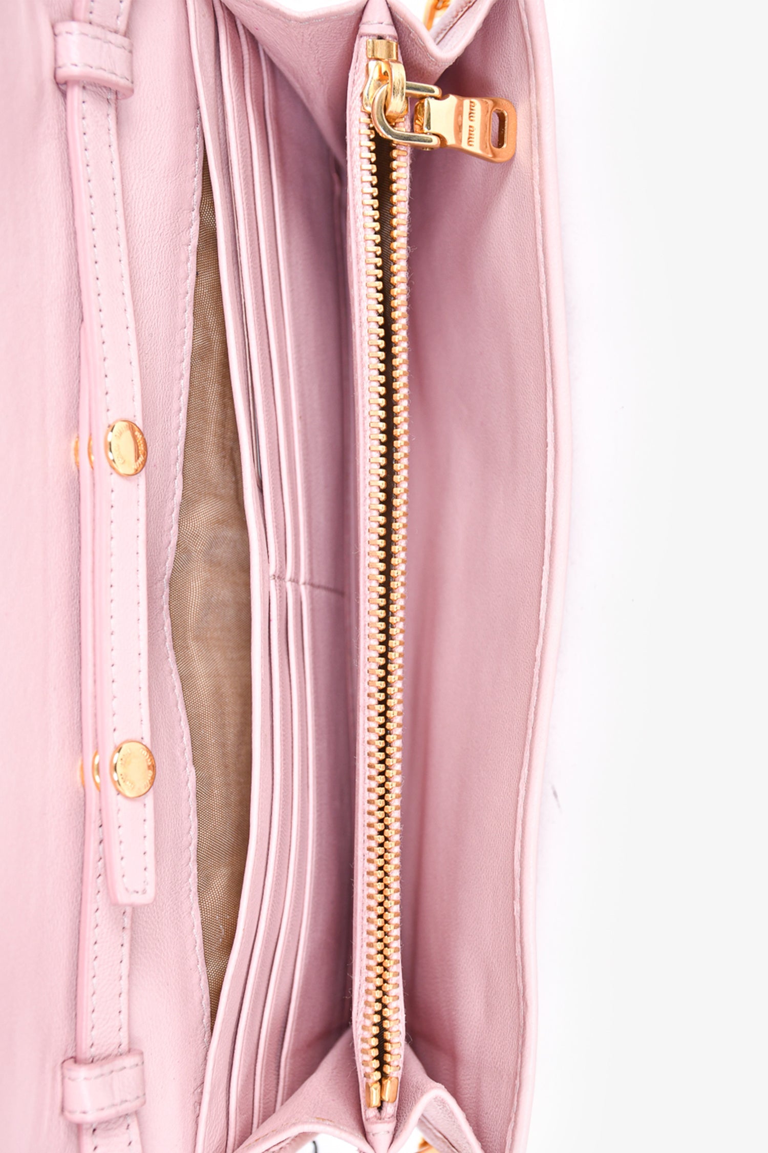 Miu Miu Pink Matelassé Leather Wallet on Chain