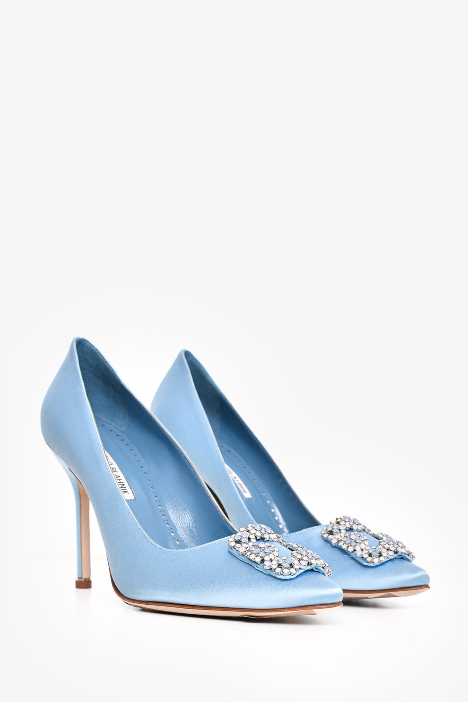 Manolo Blahnik Sky Blue Satin Hangisica Heels Size 40