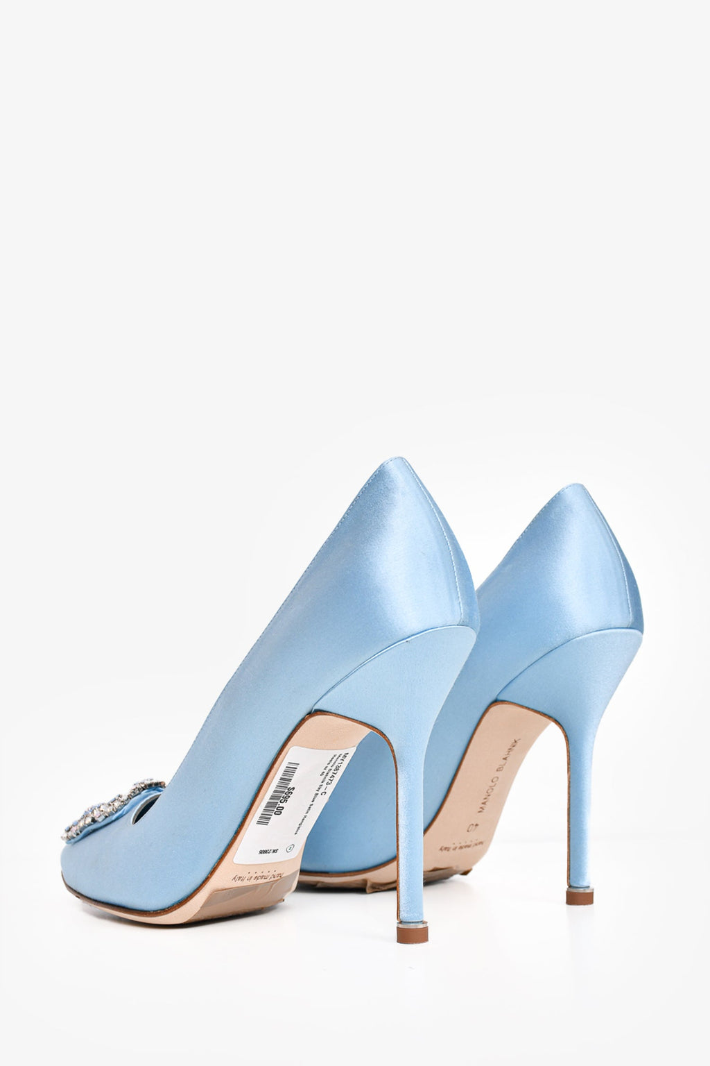 Manolo Blahnik Sky Blue Satin Hangisica Heels Size 40