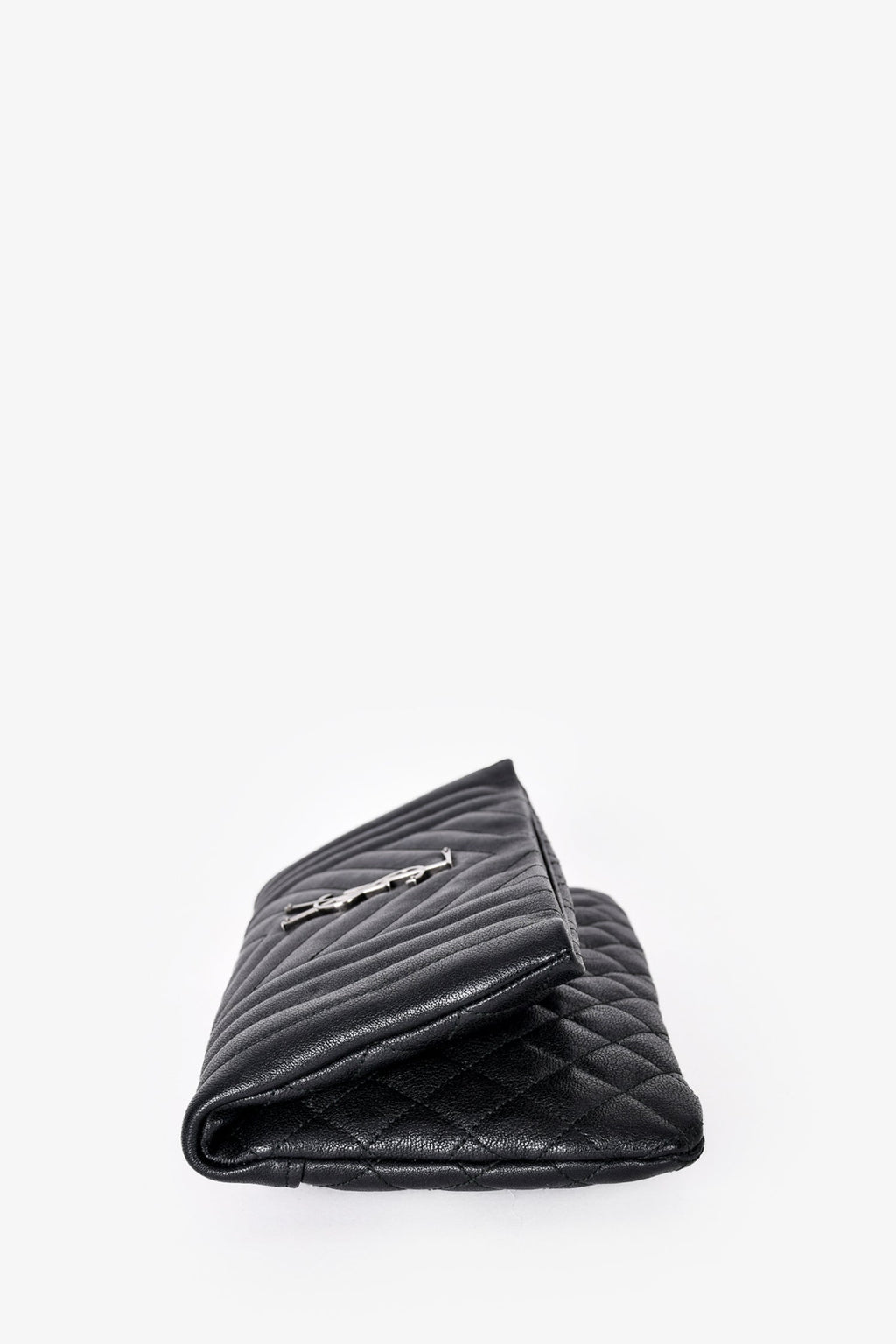 Saint Laurent 2016 Black Leather Fold Over West Hollywood Clutch