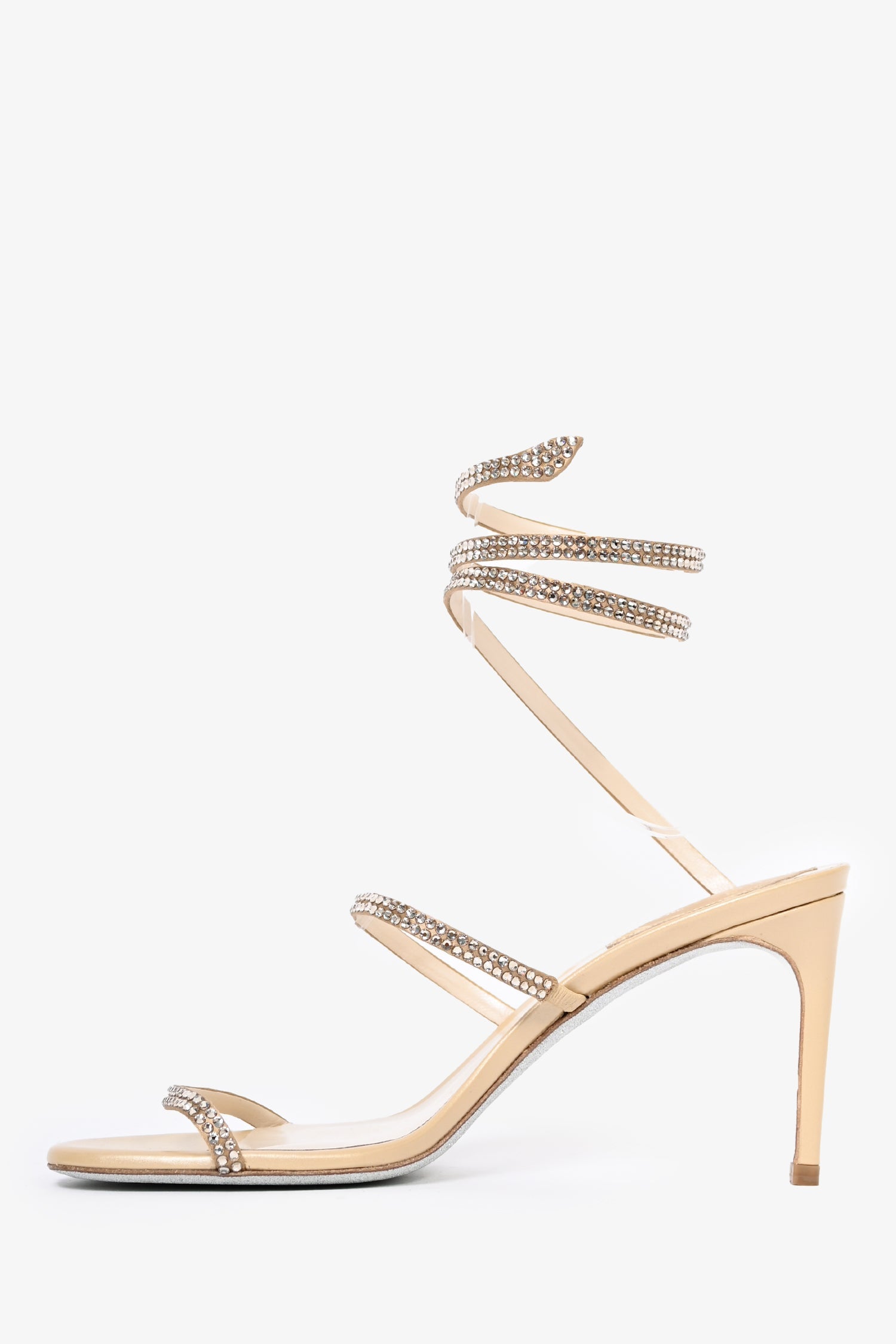 Rene Caovilla Beige Crystal Cleo Heels Size 37.5