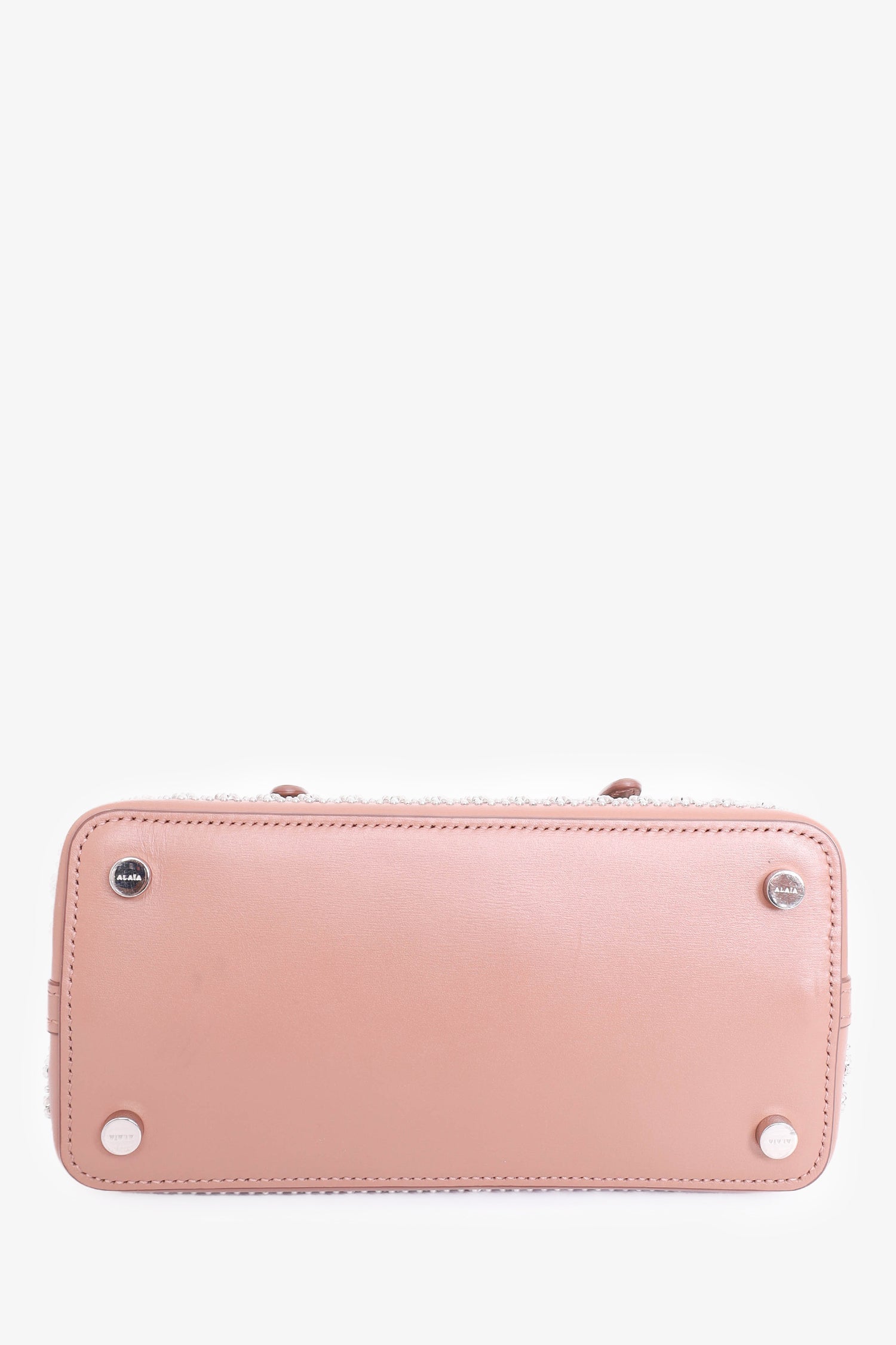 Alaïa Taupe Leather Studded Laser Cut Mini Tote Bag With Strap