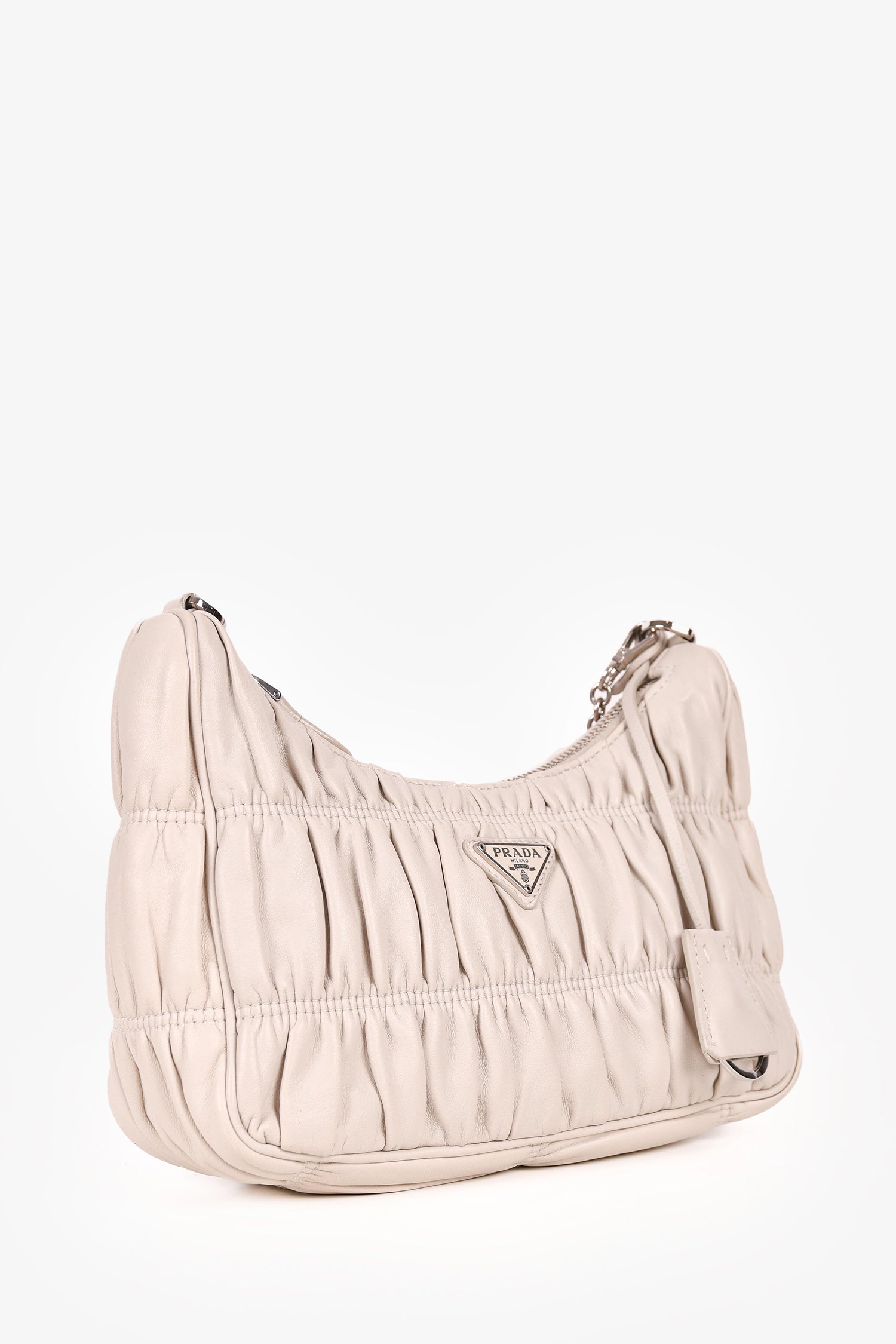 Prada Cream Nappa Gaufre Re-Edition 2005 With Nylon Strap