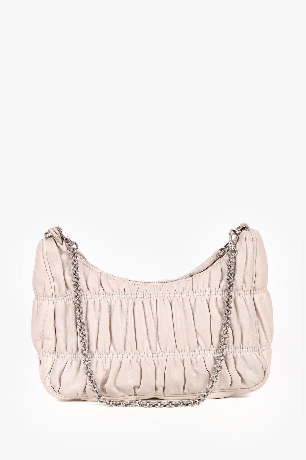 Prada Cream Nappa Gaufre Re-Edition 2005 With Nylon Strap