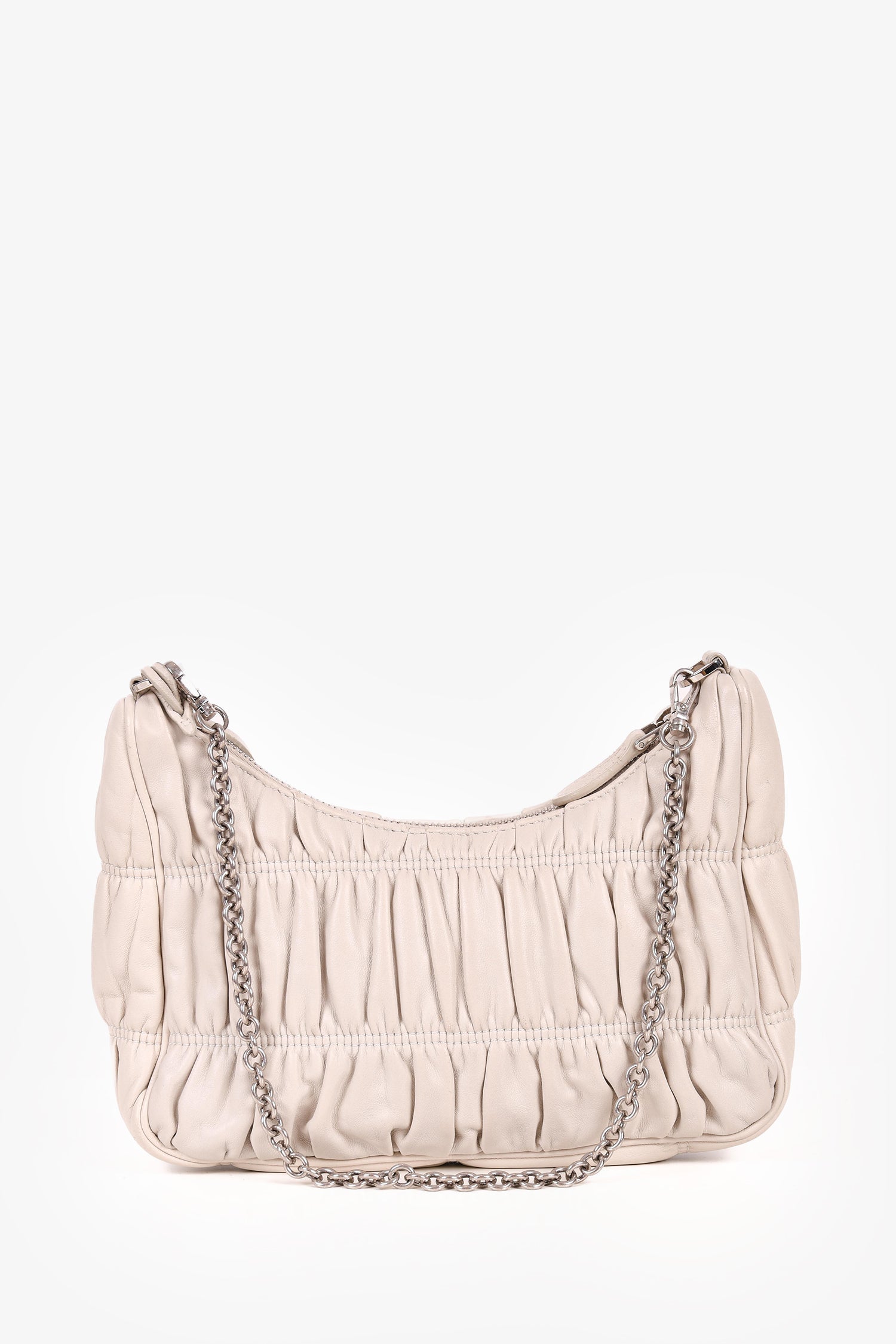 Prada Cream Nappa Gaufre Re-Edition 2005 With Nylon Strap