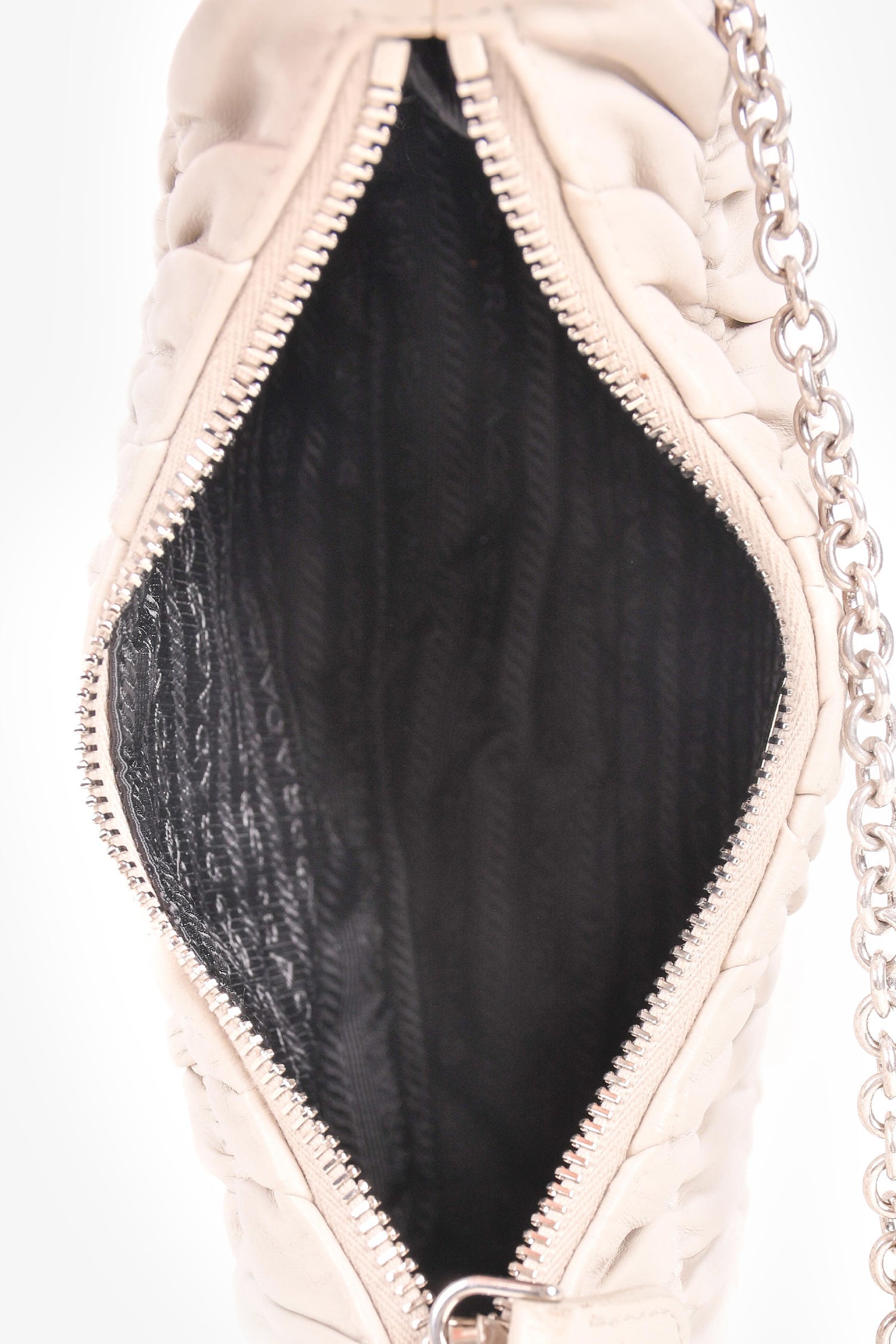 Prada Cream Nappa Gaufre Re-Edition 2005 With Nylon Strap