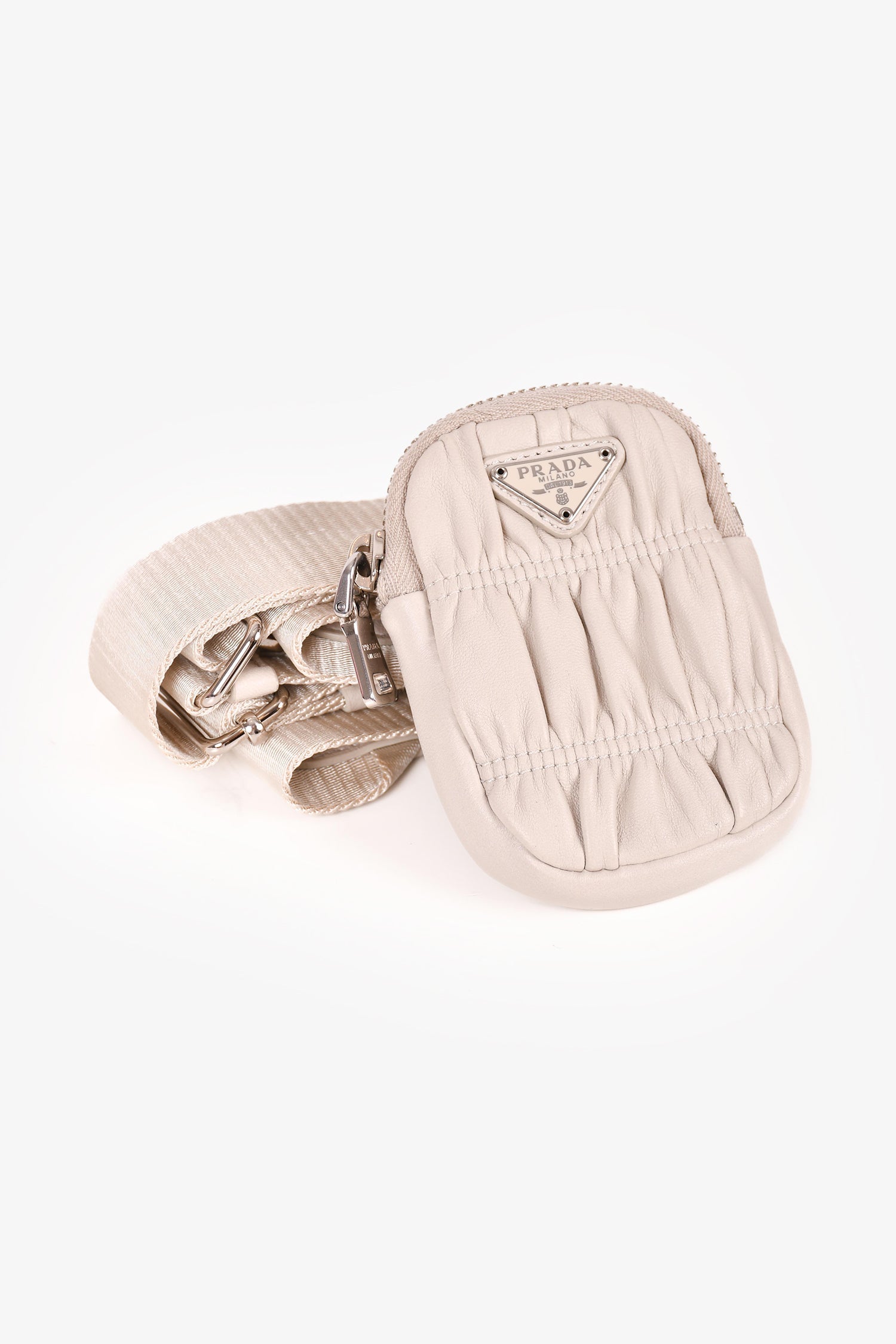 Prada Cream Nappa Gaufre Re-Edition 2005 With Nylon Strap