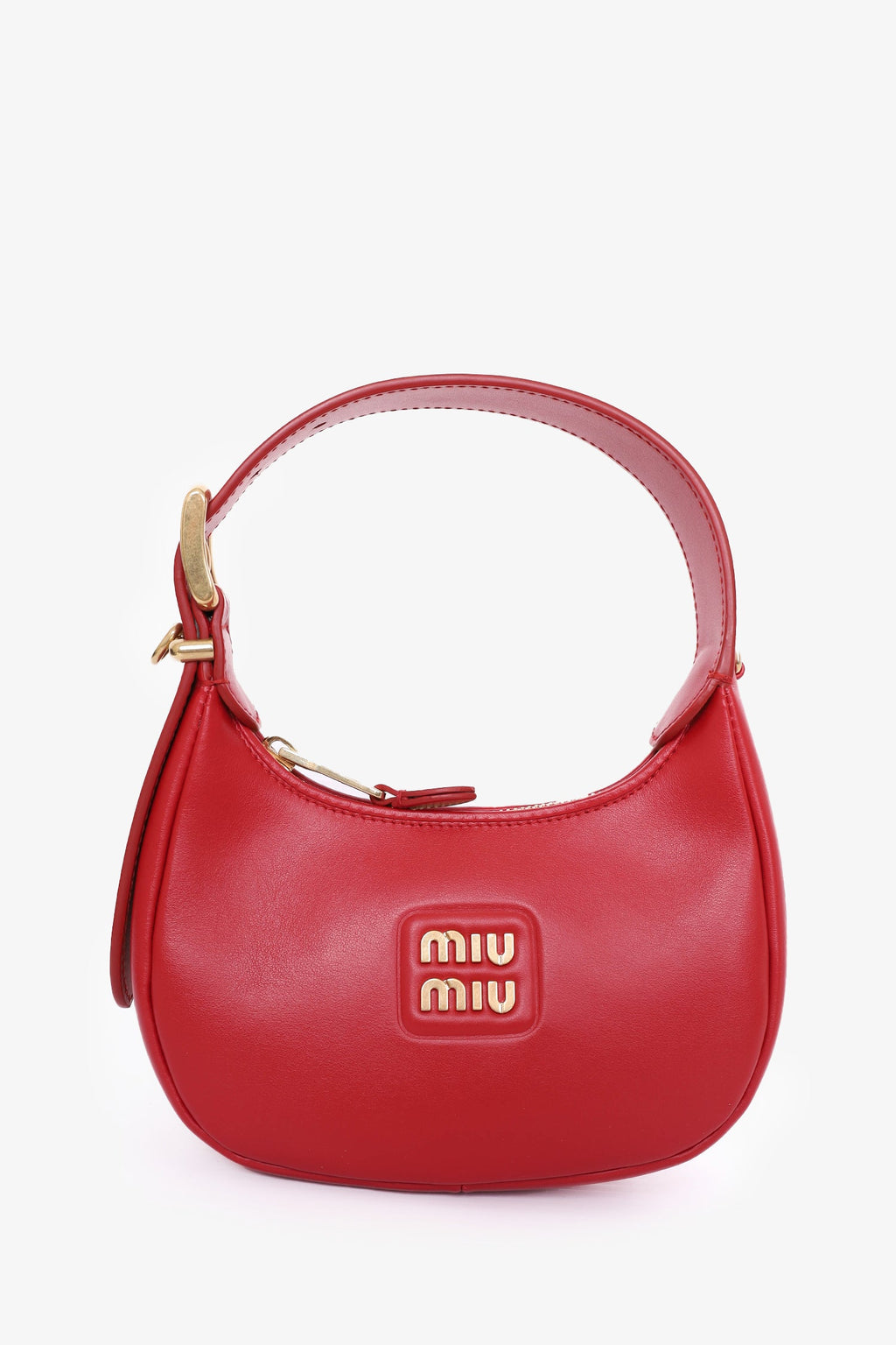 Miu Miu Red Leather Hobo Bag With Strap