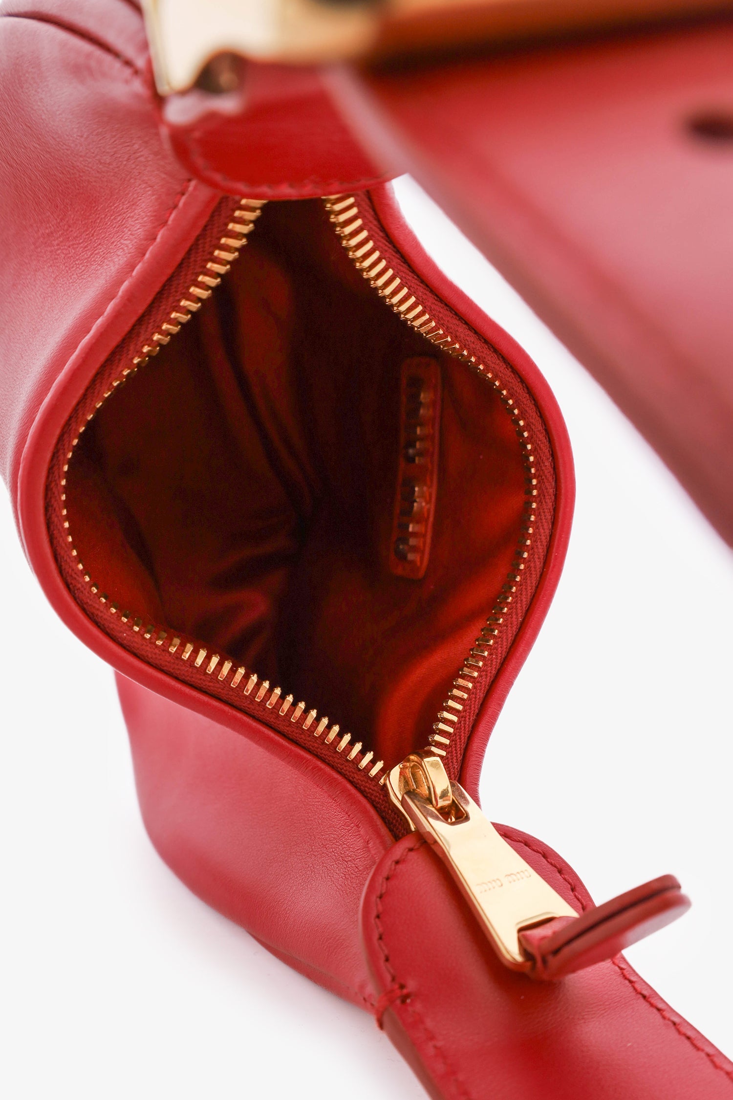 Miu Miu Red Leather Hobo Bag With Strap