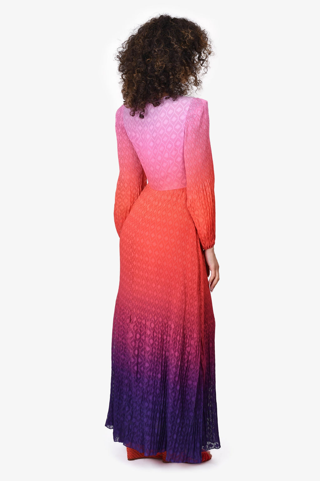Rococo Sand Pink/Red Ombre Printed 'Rhoe' Dress Size S