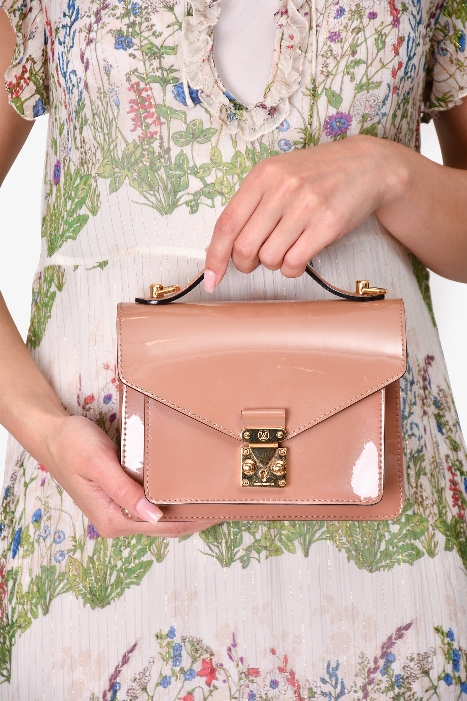 Louis Vuitton 2013 Beige Patent Leather Vernis Monceau BB with Strap
