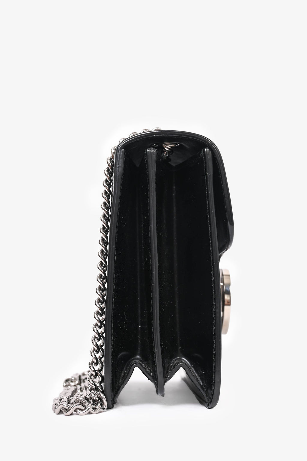 Gucci Black Patent Leather Dollar Interlocking Crossbody Bag