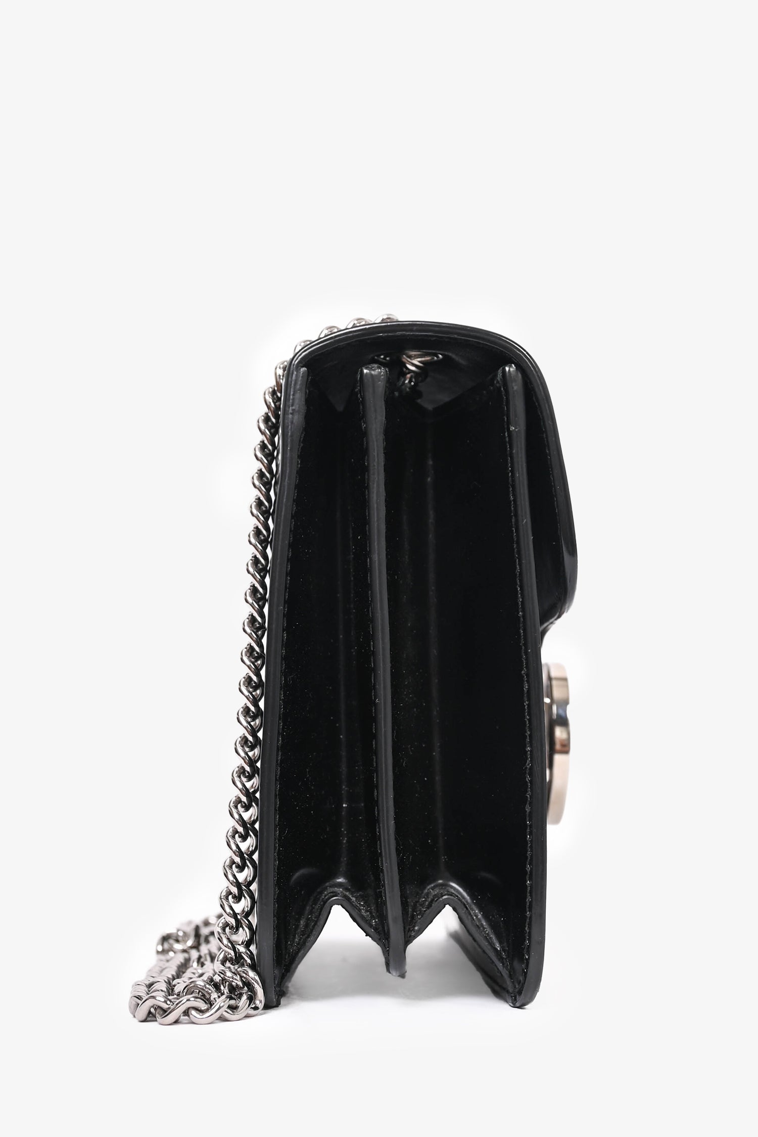 Gucci Black Patent Leather Dollar Interlocking Crossbody Bag