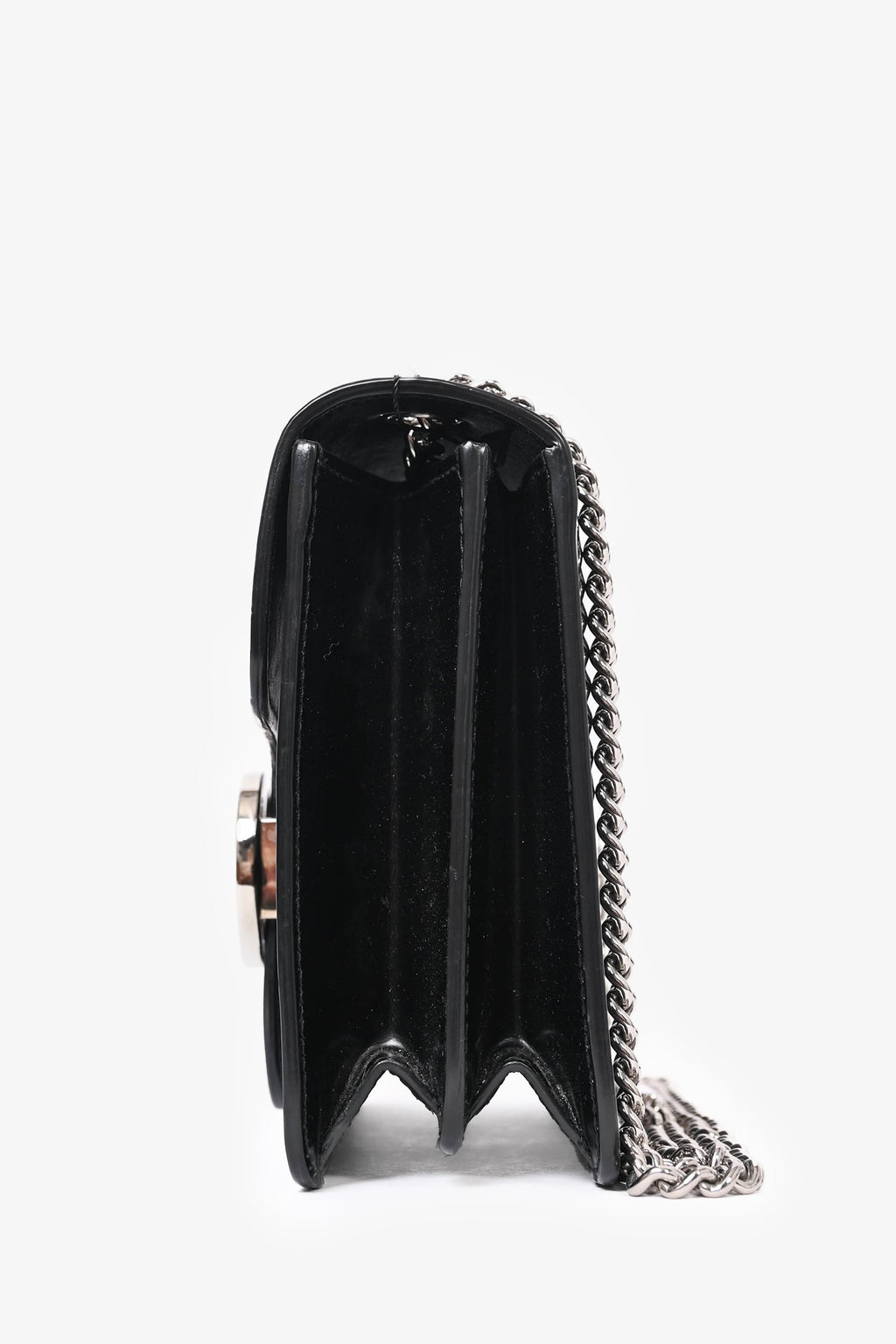 Gucci Black Patent Leather Dollar Interlocking Crossbody Bag