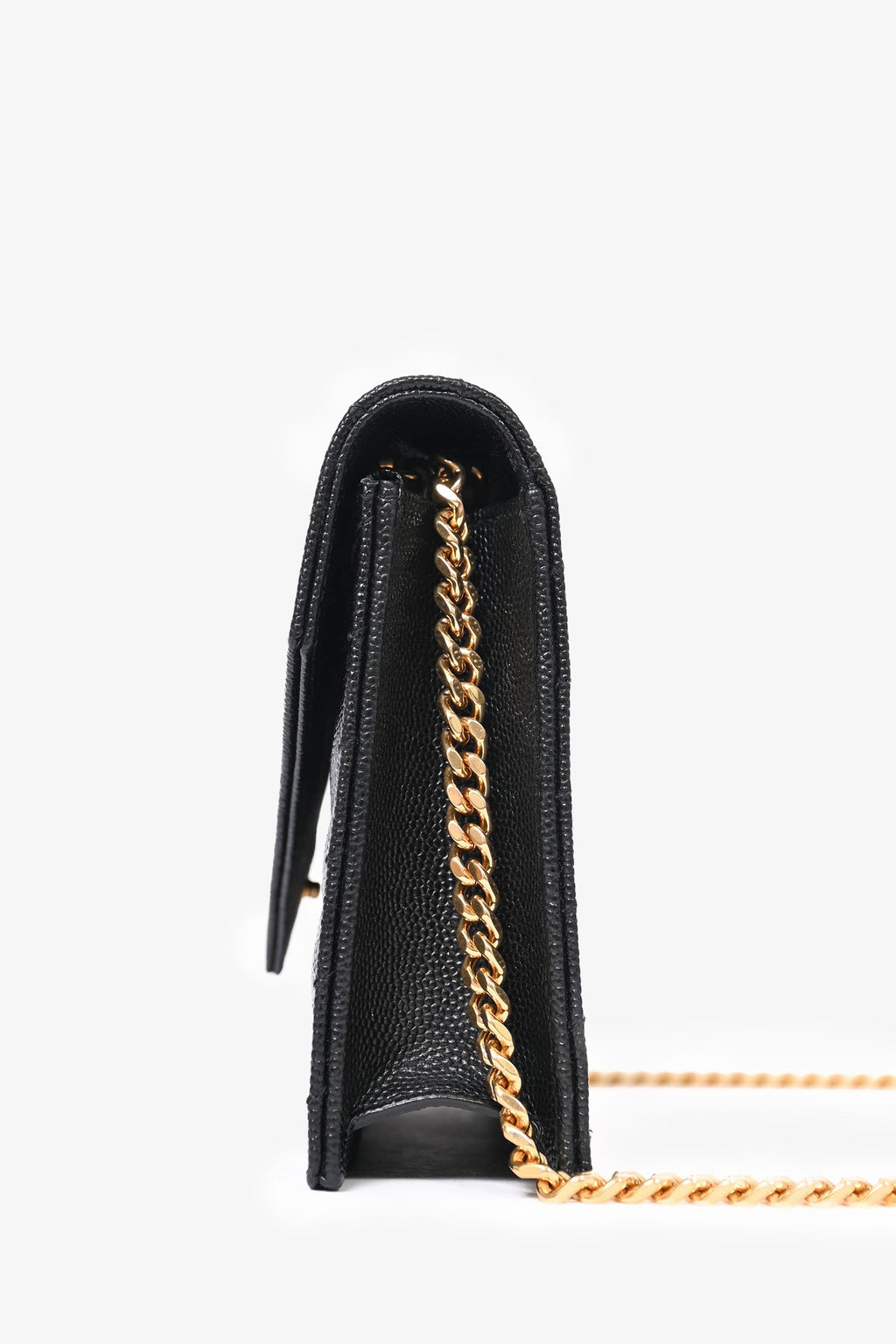 Saint Laurent Black Chevron Leather Envelope Wallet On Chain