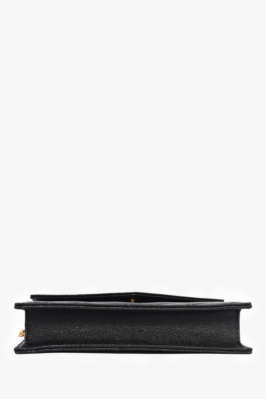 Saint Laurent Black Chevron Leather Envelope Wallet On Chain