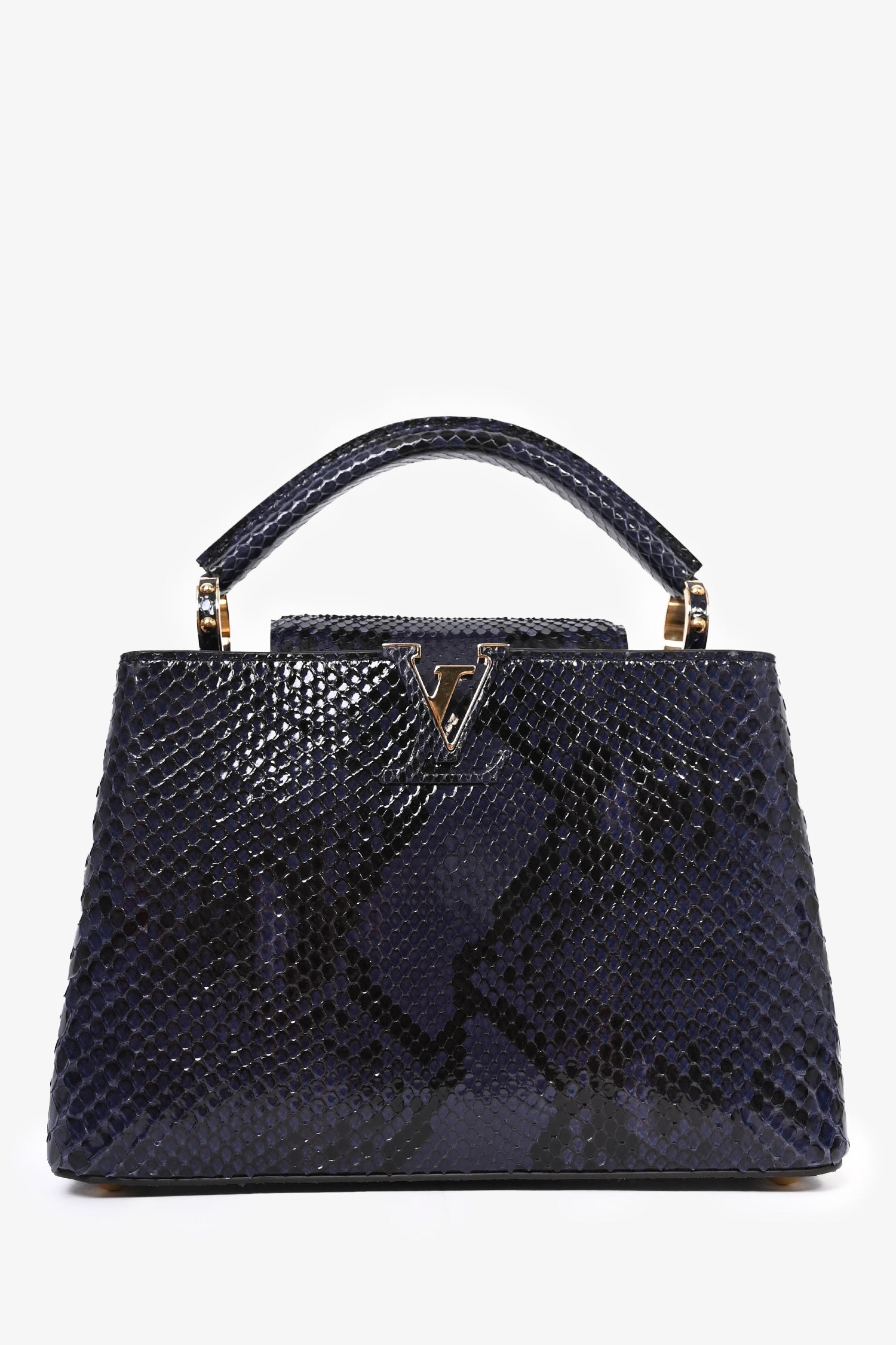 Louis Vuitton Navy Blue Python Leather Capucines BB Top Handle