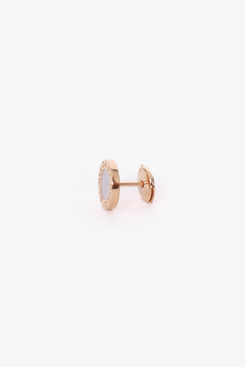 Bvlgari 18K Rose Gold Pavé Diamonds/Mother of Pearl Studs Earrings