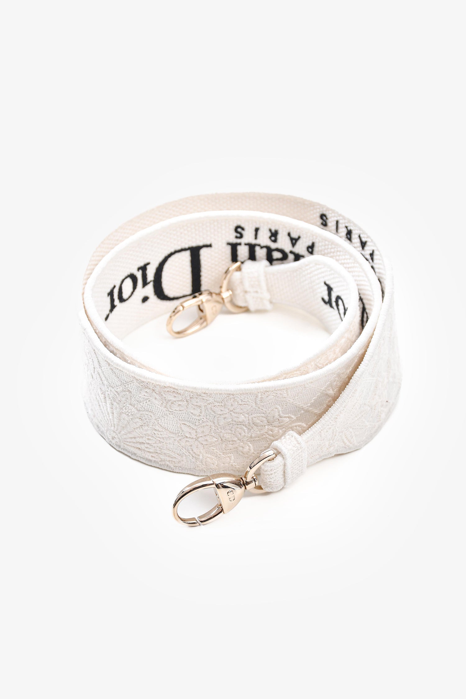 Christian Dior 2023 White Lace Floral Medium D-Lite Top Handle with Strap