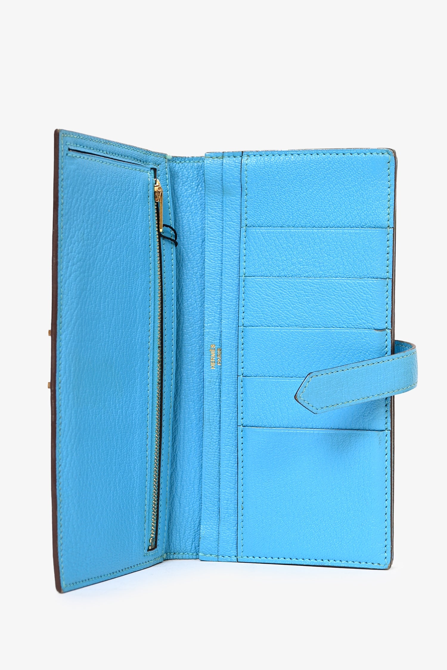 Hermès 2014 Blue Leather Bearn Wallet (As Is)