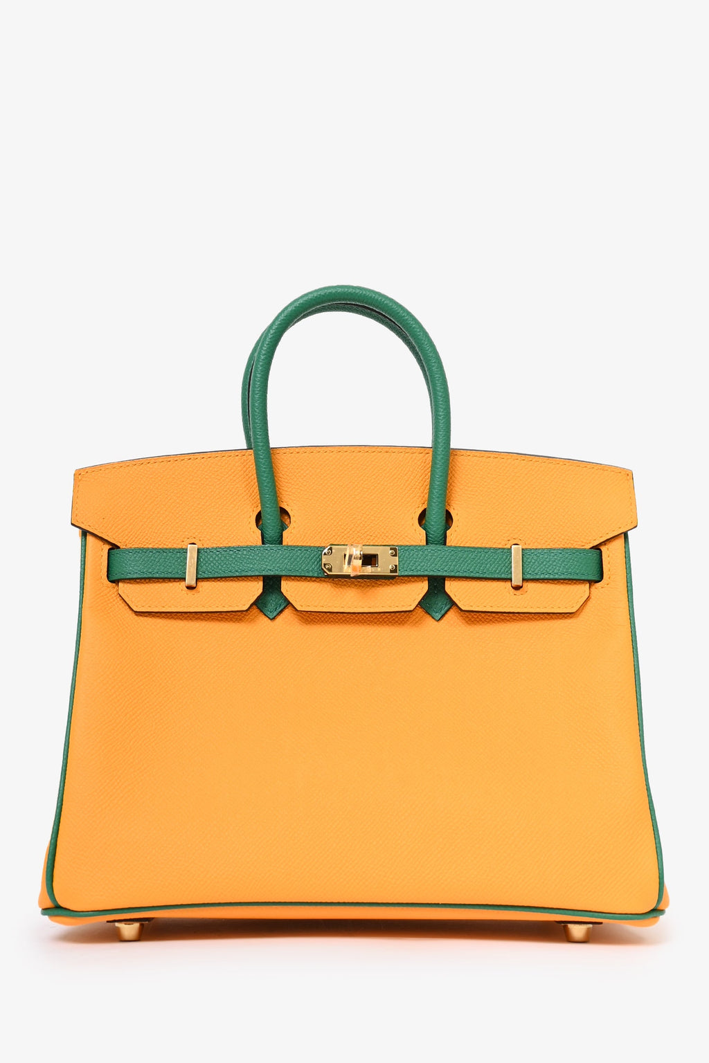 Hermès 2019 Orange/Green Leather Special Order Birkin 25
