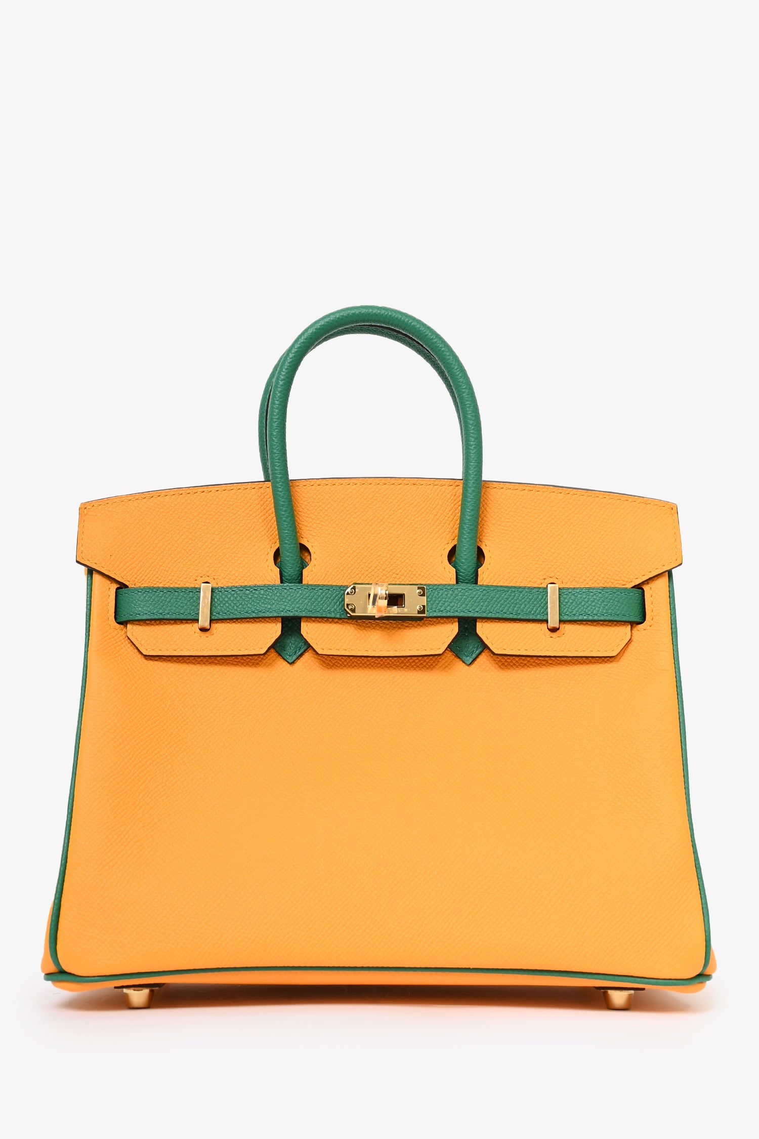 Hermès 2019 Orange/Green Leather Special Order Birkin 25