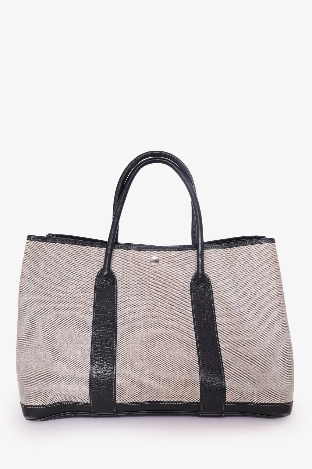 Hermès 2002 Beige/Black Coated Canvas/Leather Garden Party 36