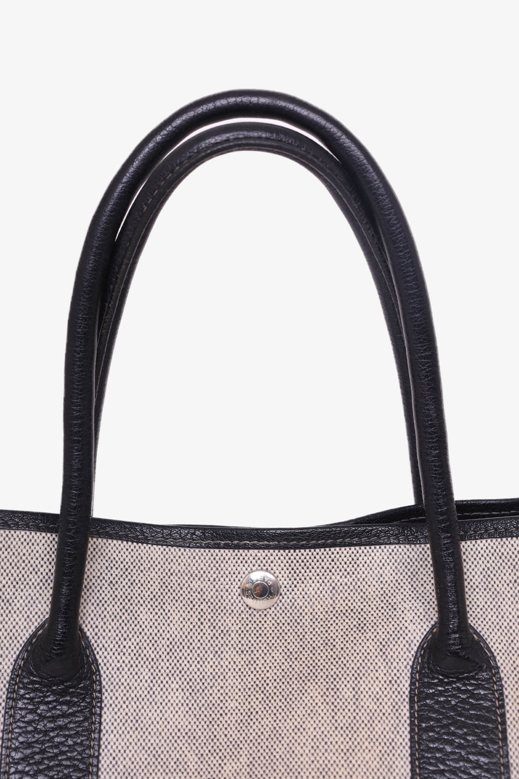 Hermès 2002 Beige/Black Coated Canvas/Leather Garden Party 36