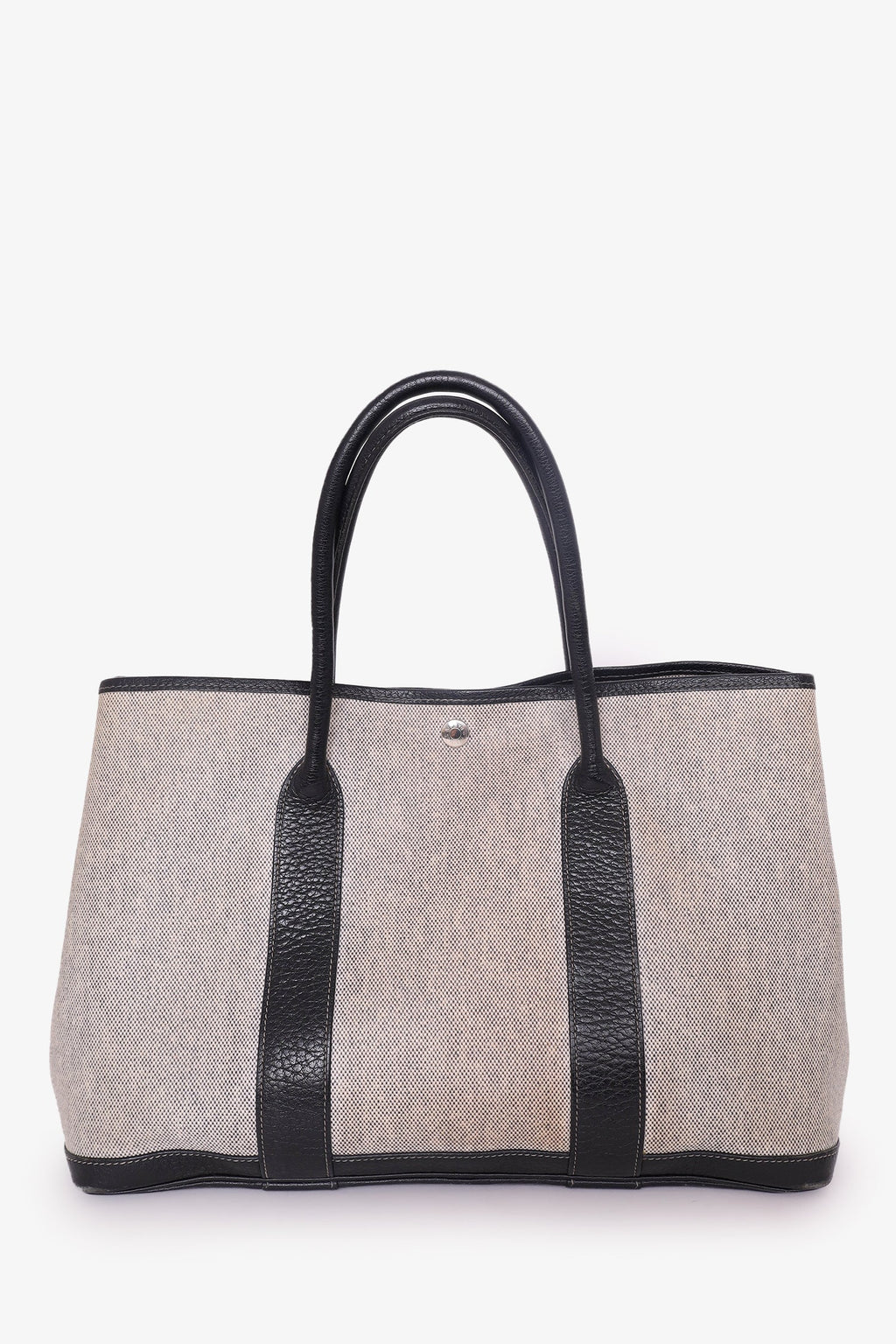 Hermès 2002 Beige/Black Coated Canvas/Leather Garden Party 36