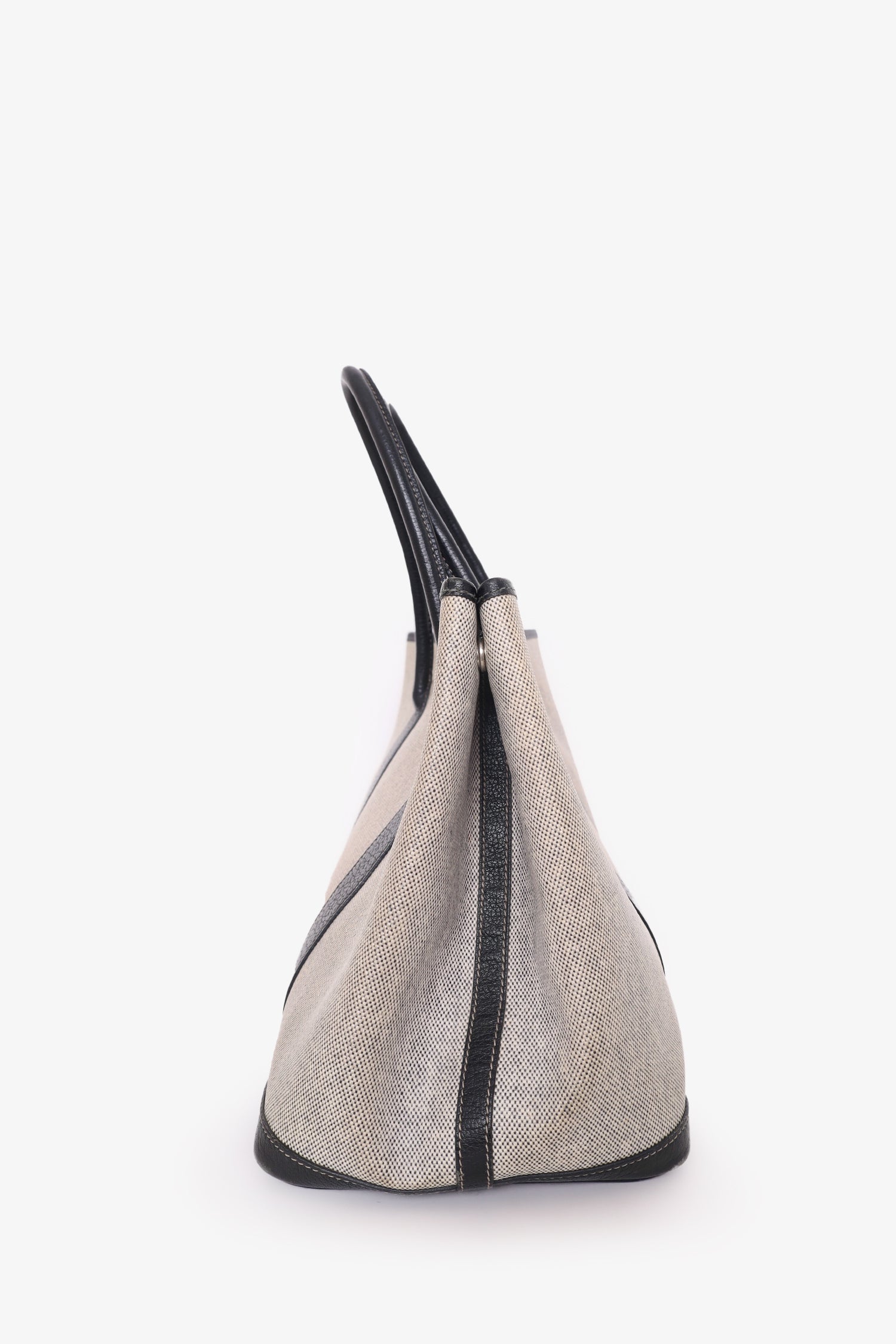 Hermès 2002 Beige/Black Coated Canvas/Leather Garden Party 36