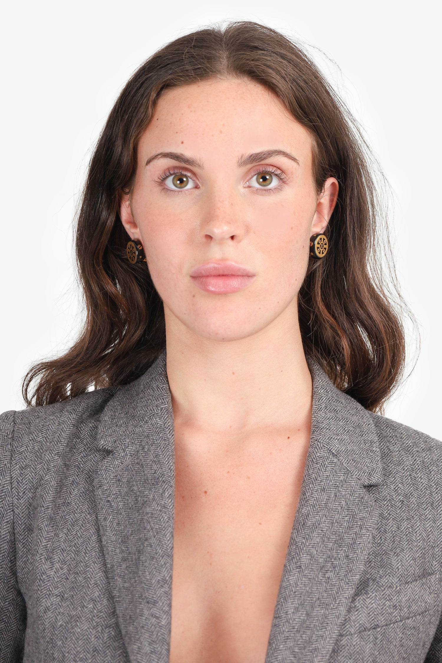Pre-Loved Chanel™ Gold Tone Black Enamel Round Earrings