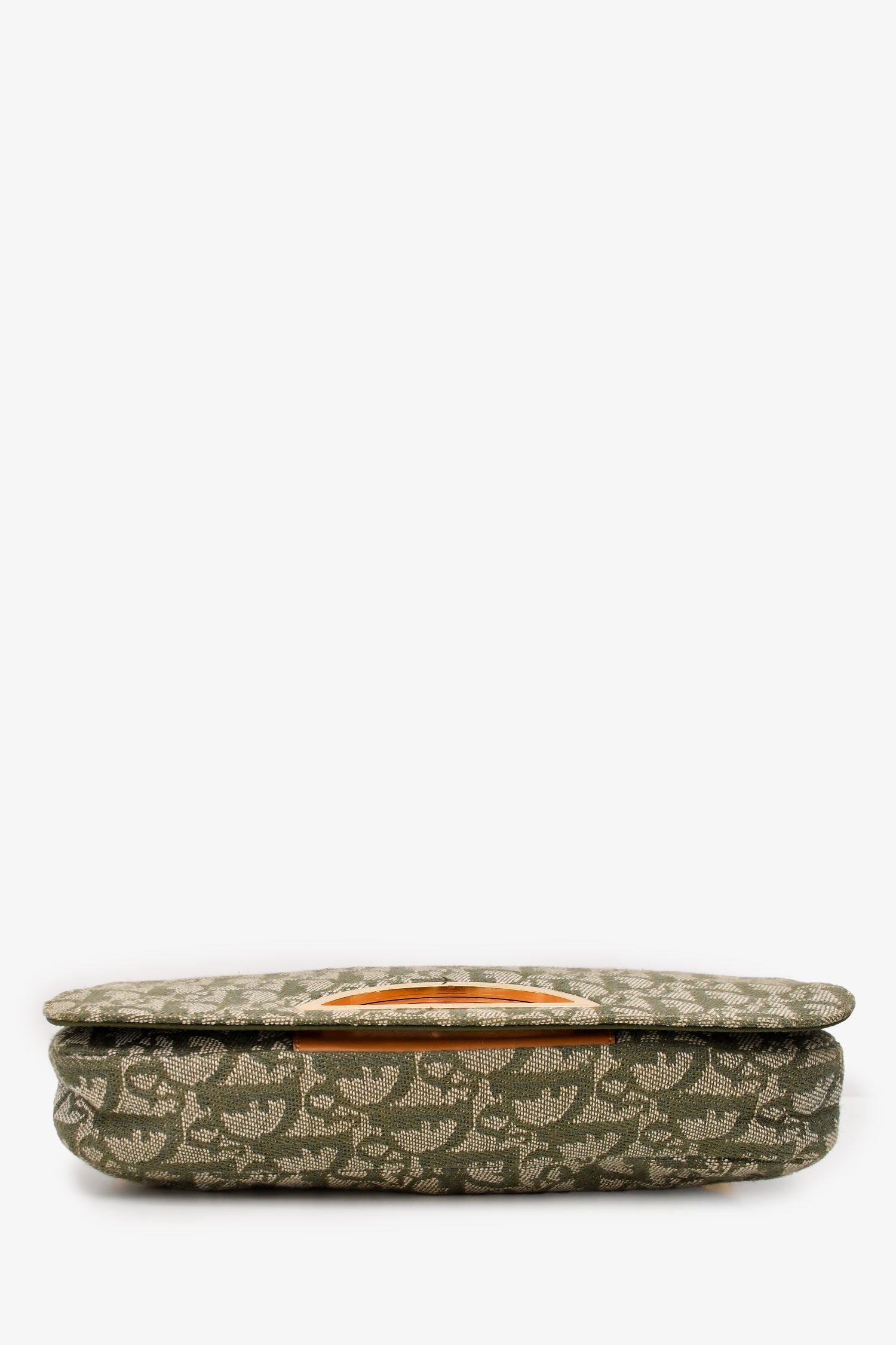 Christian Dior 1991 Green/Cream Canvas Monogram 'Maris Pearl' Shoulder Bag