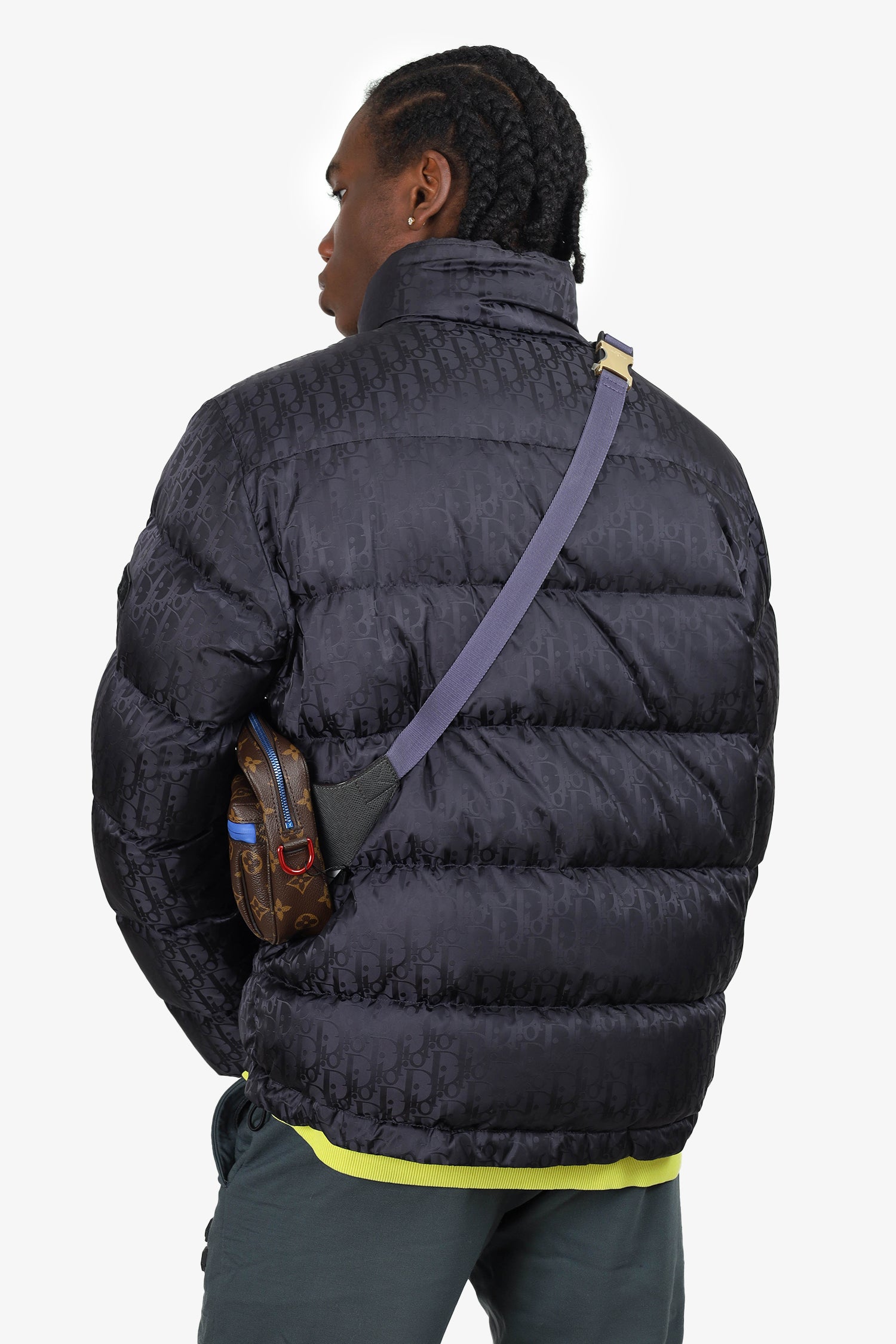 Christian Dior Black Oblique Down Zip-Up Puffer Jacket Size 48 Mens